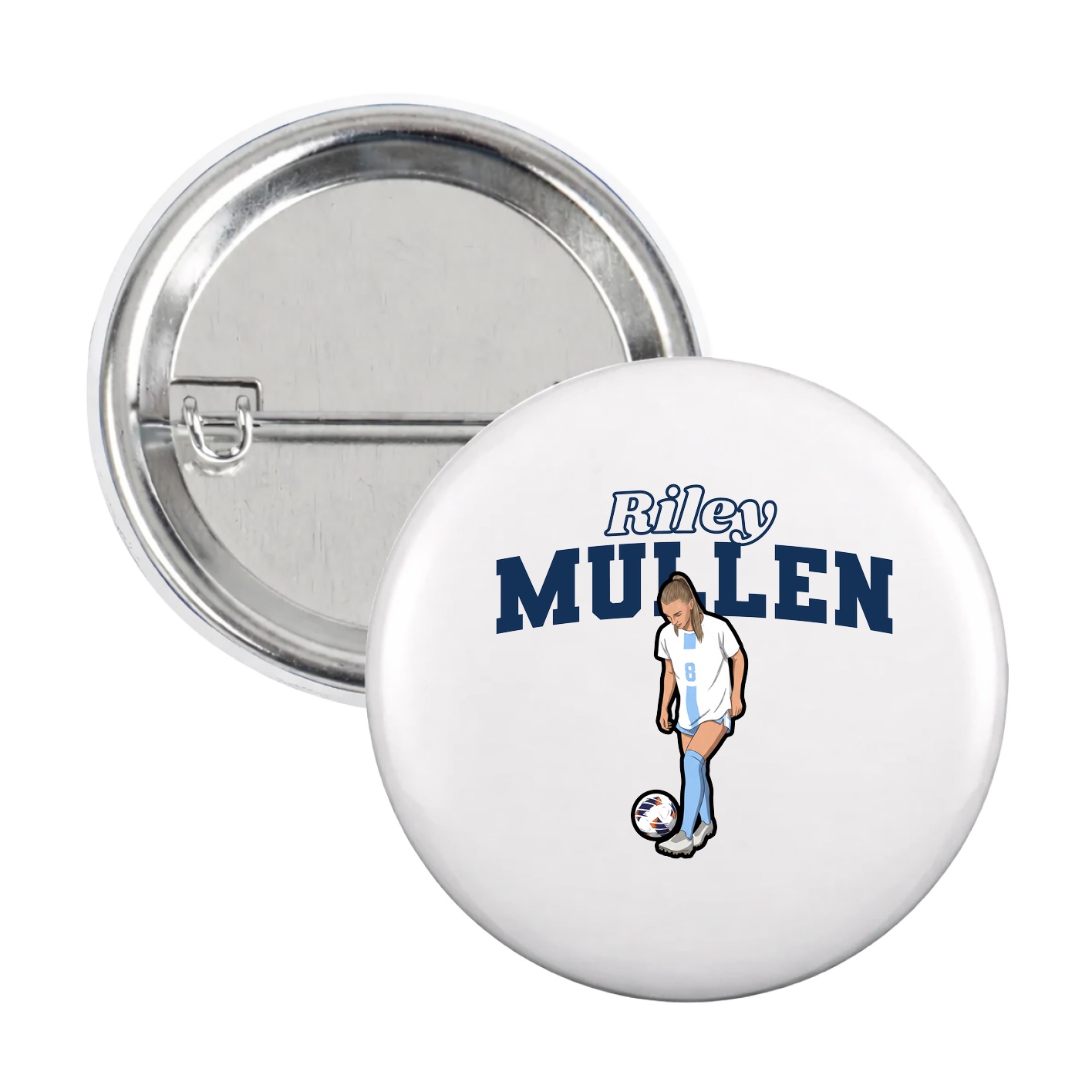 Game Day Button — Name Arch in White