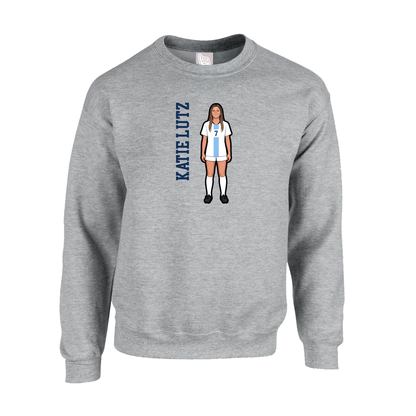 Fleece Crew — Name Vertical in Grey