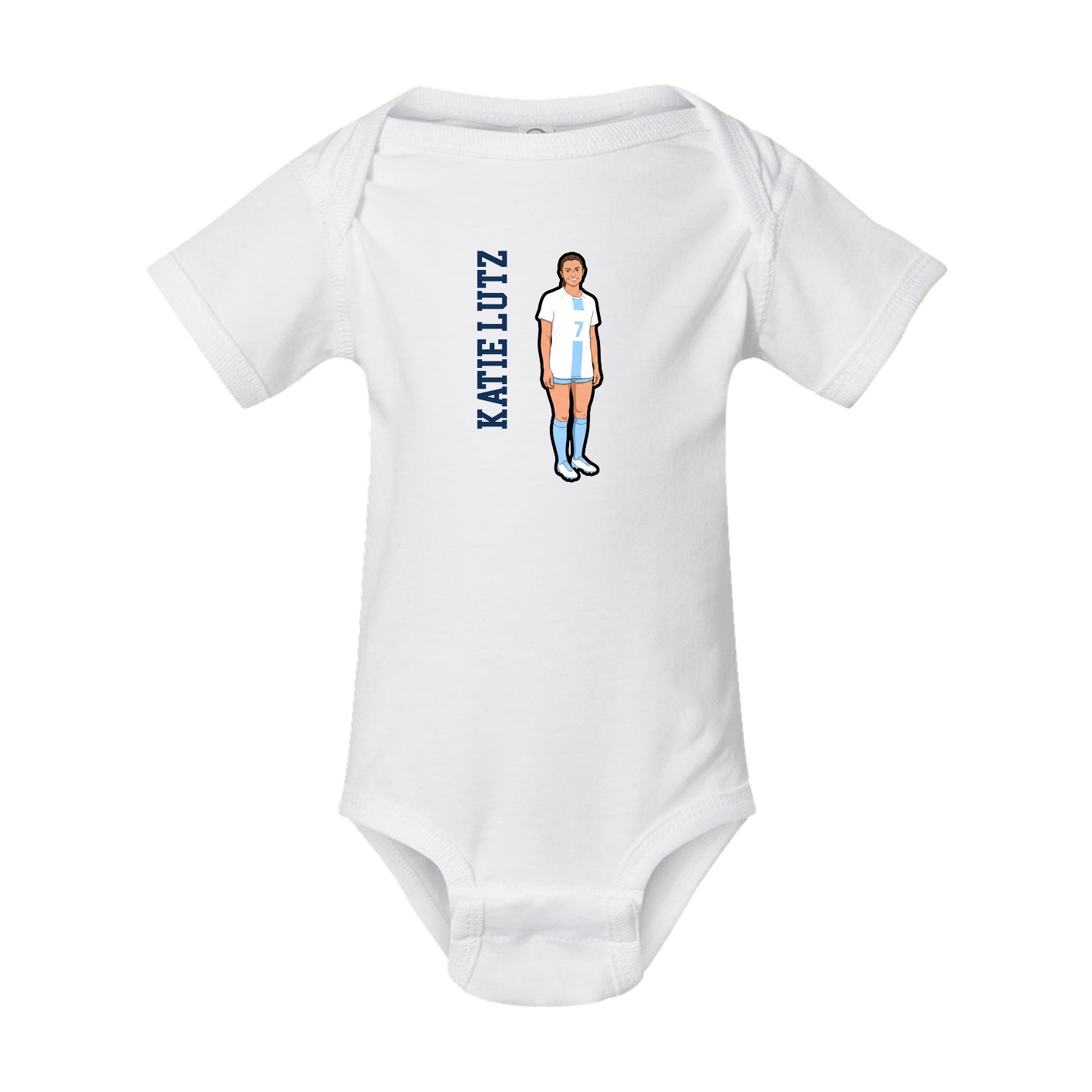 Baby Onesie — Name Vertical in White