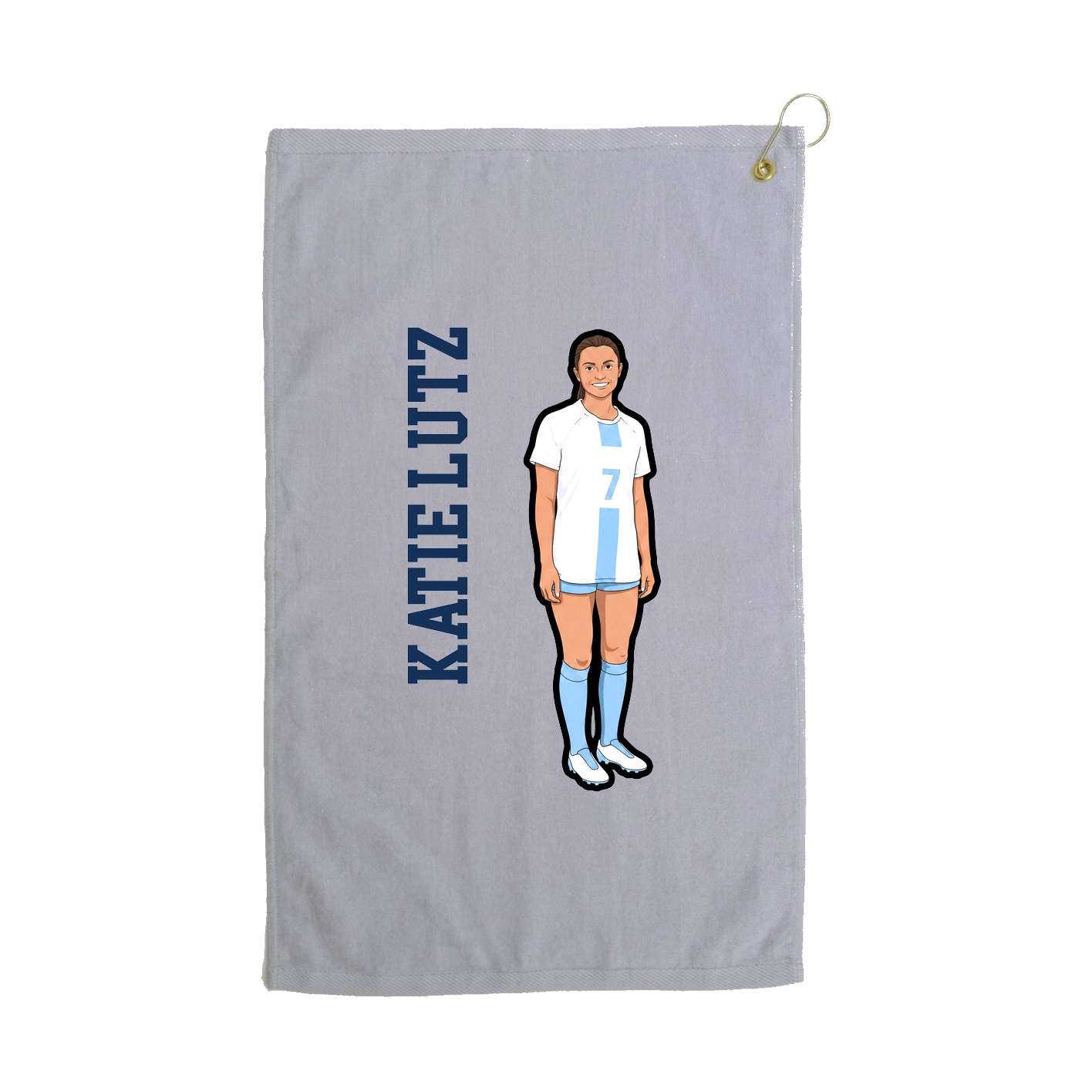 Golf Towel — Name Vertical in Grey