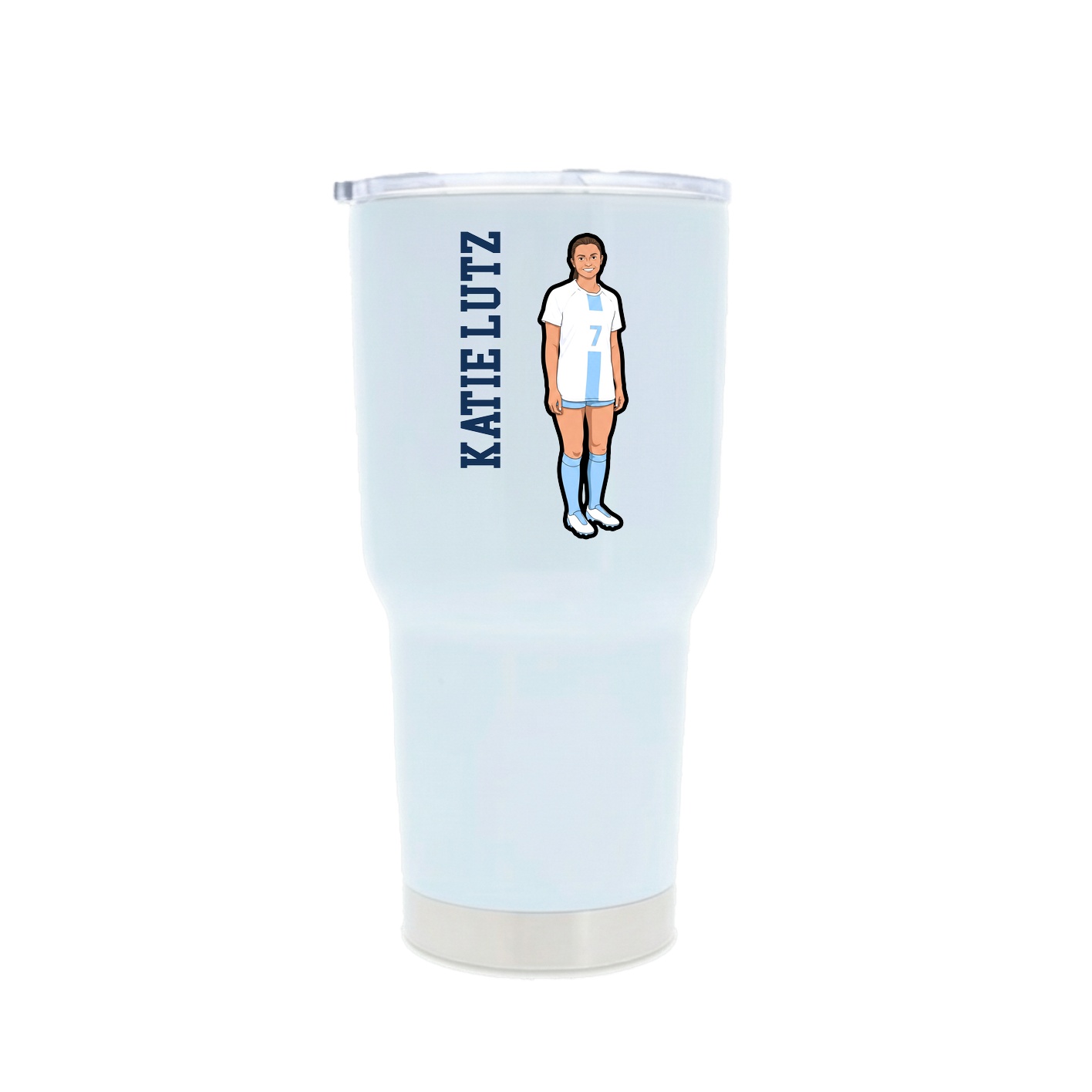 30oz Stainless Steel Tumbler — Name Vertical in White
