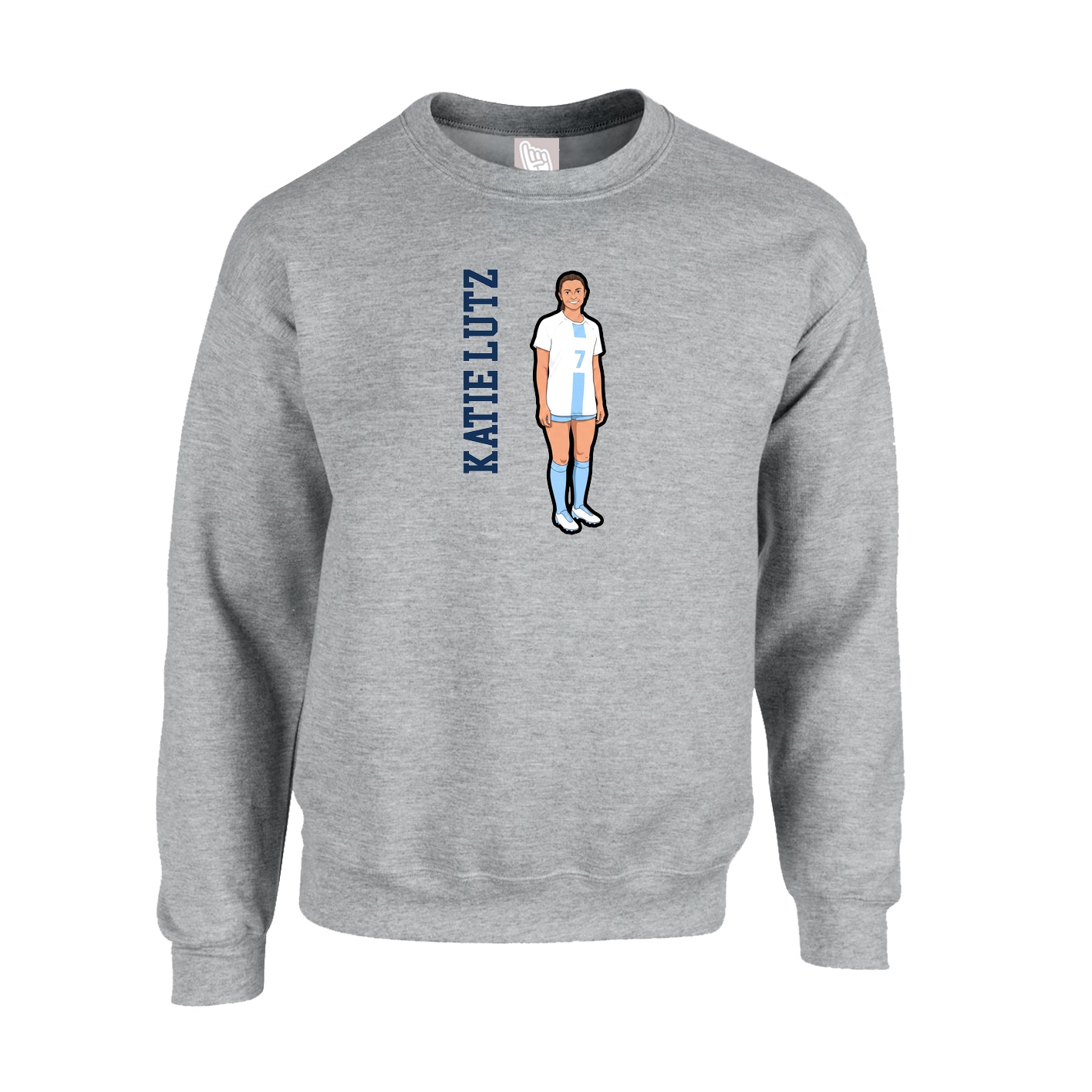 Fleece Crew — Name Vertical in Grey