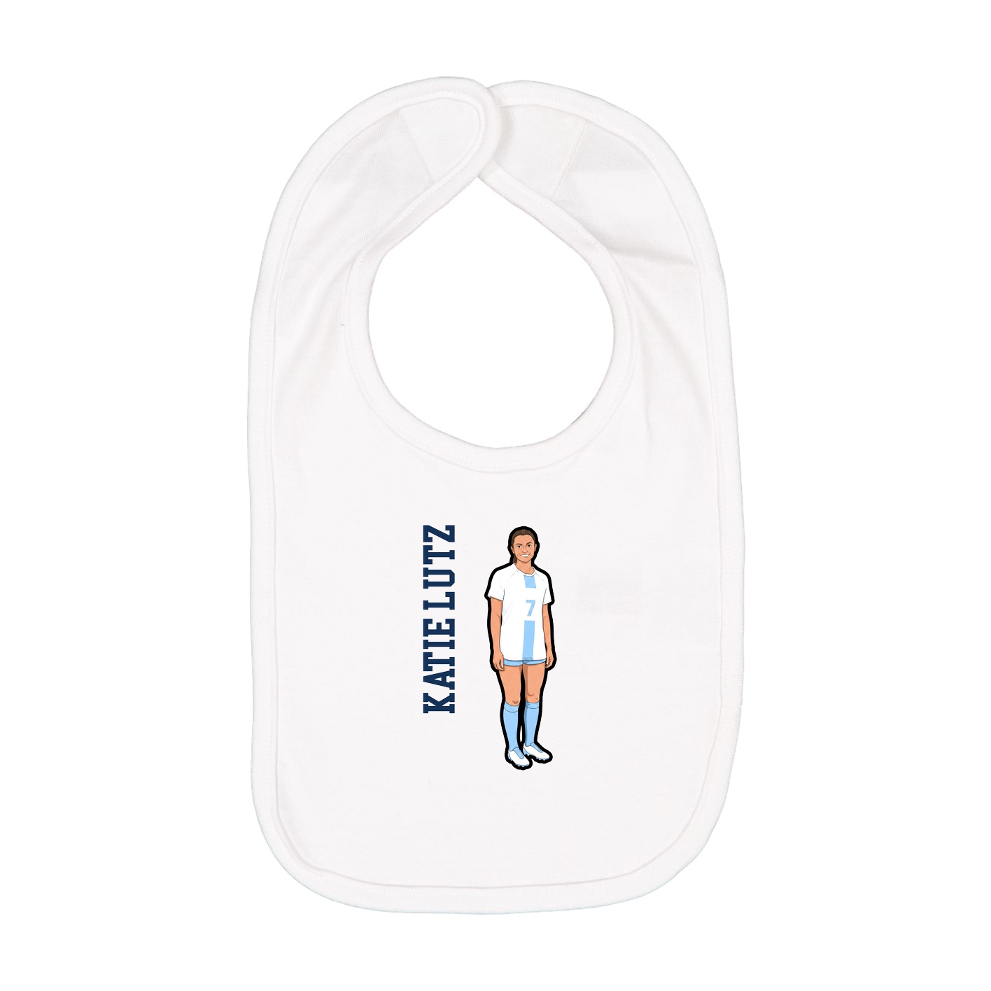 Infant Bib — Name Vertical in White