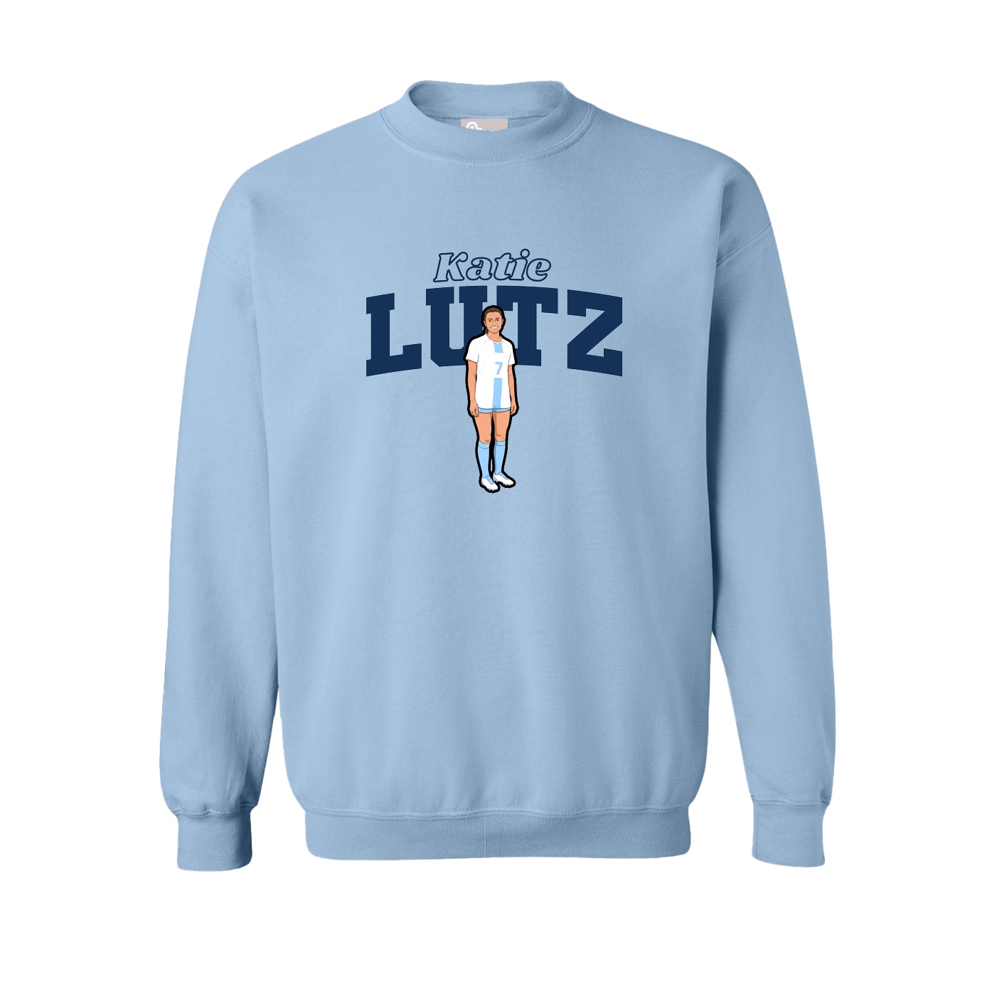 Fleece Crew — Name Arch in Light Blue
