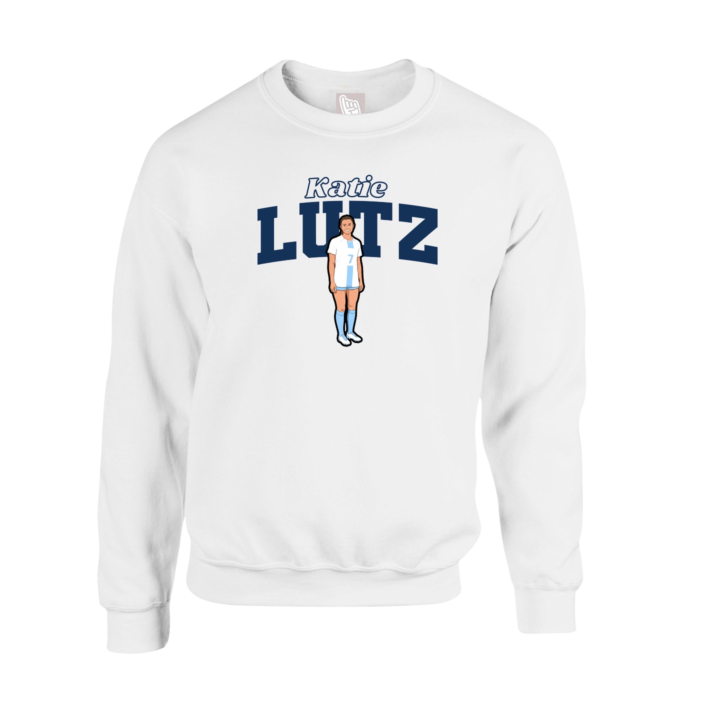 Fleece Crew — Name Arch in White