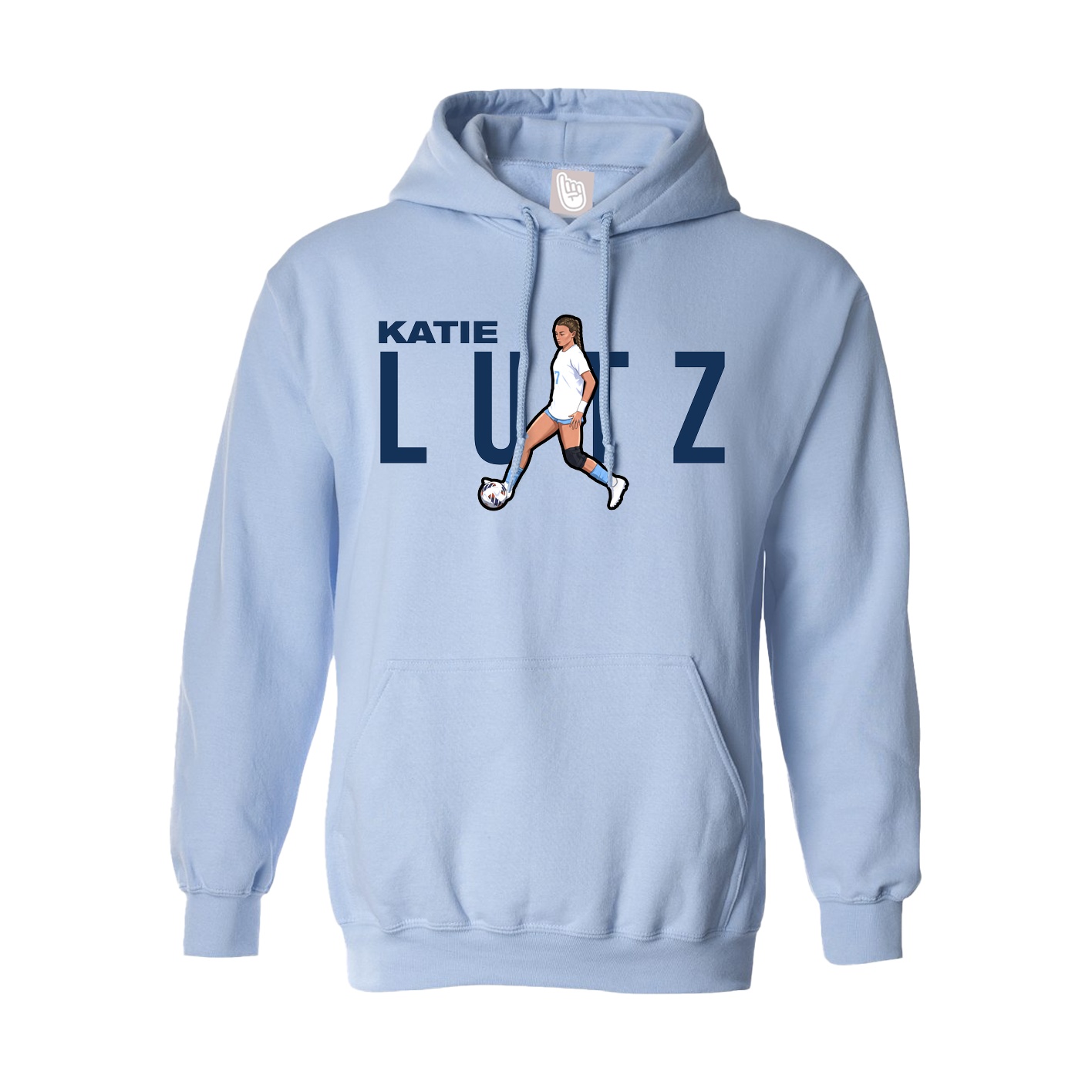 Hoodie — Player Name in Light Blue