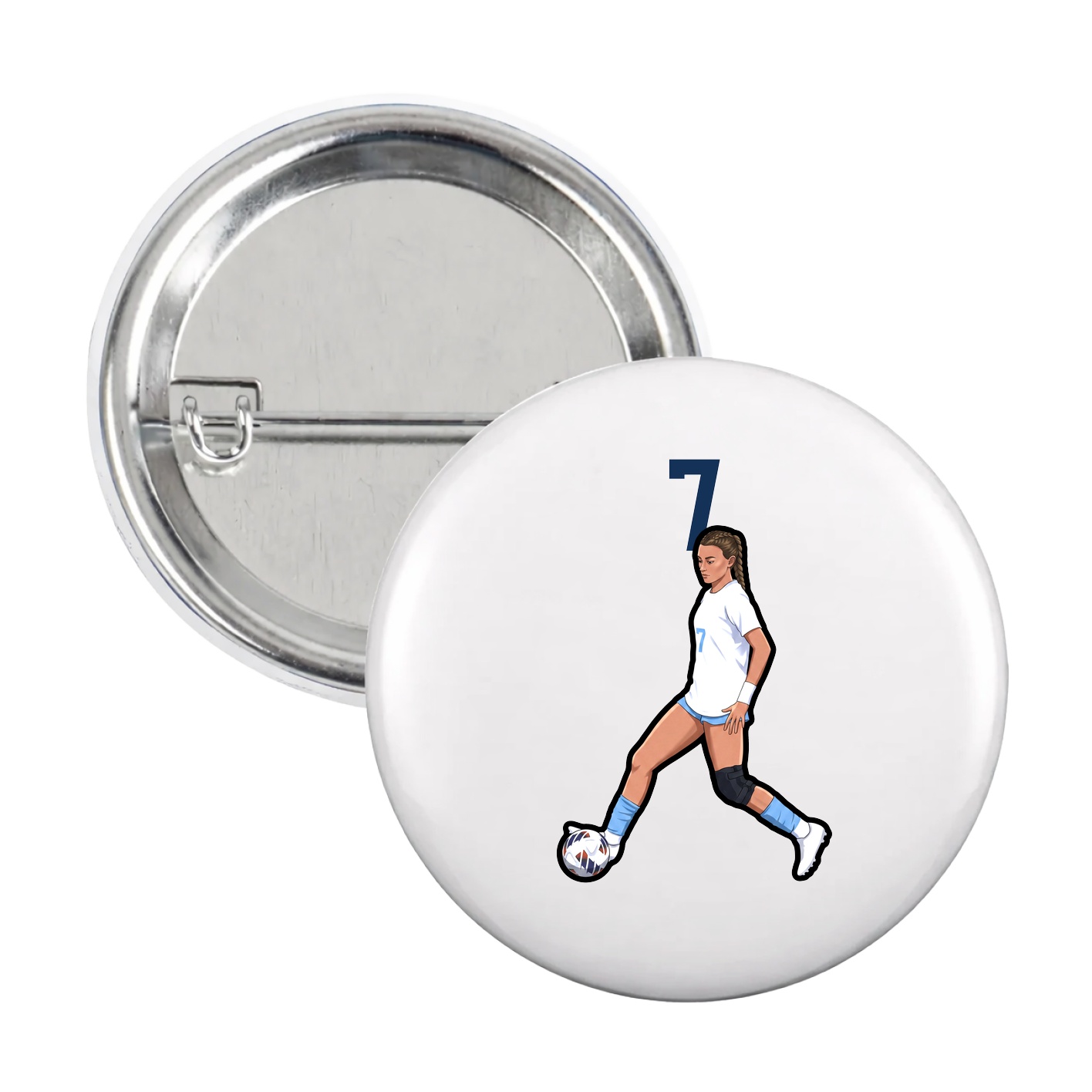 Game Day Button — Number Top in White