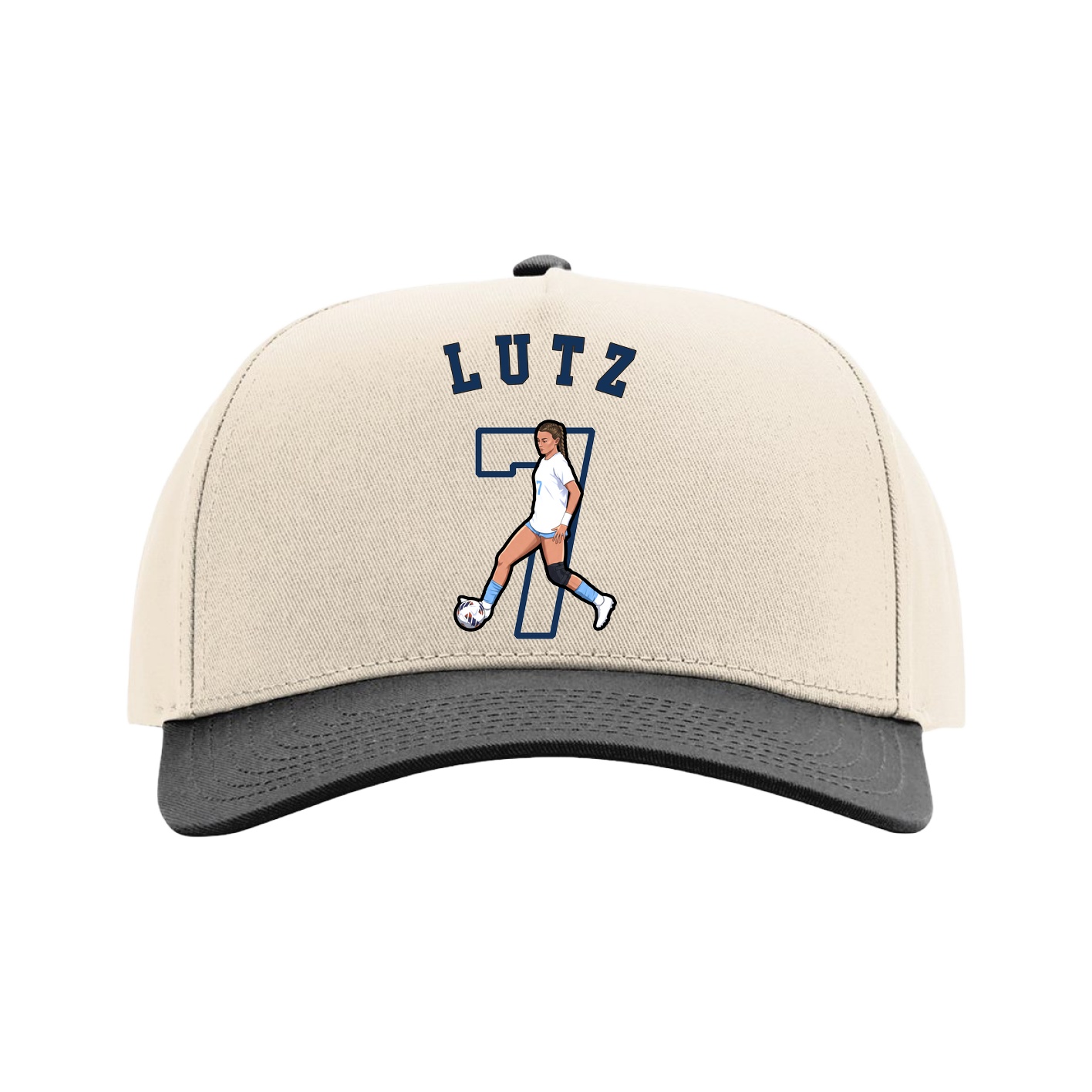 Full Fabric Five-Panel Champ Cap — Shirsey Arch in Cream/Black