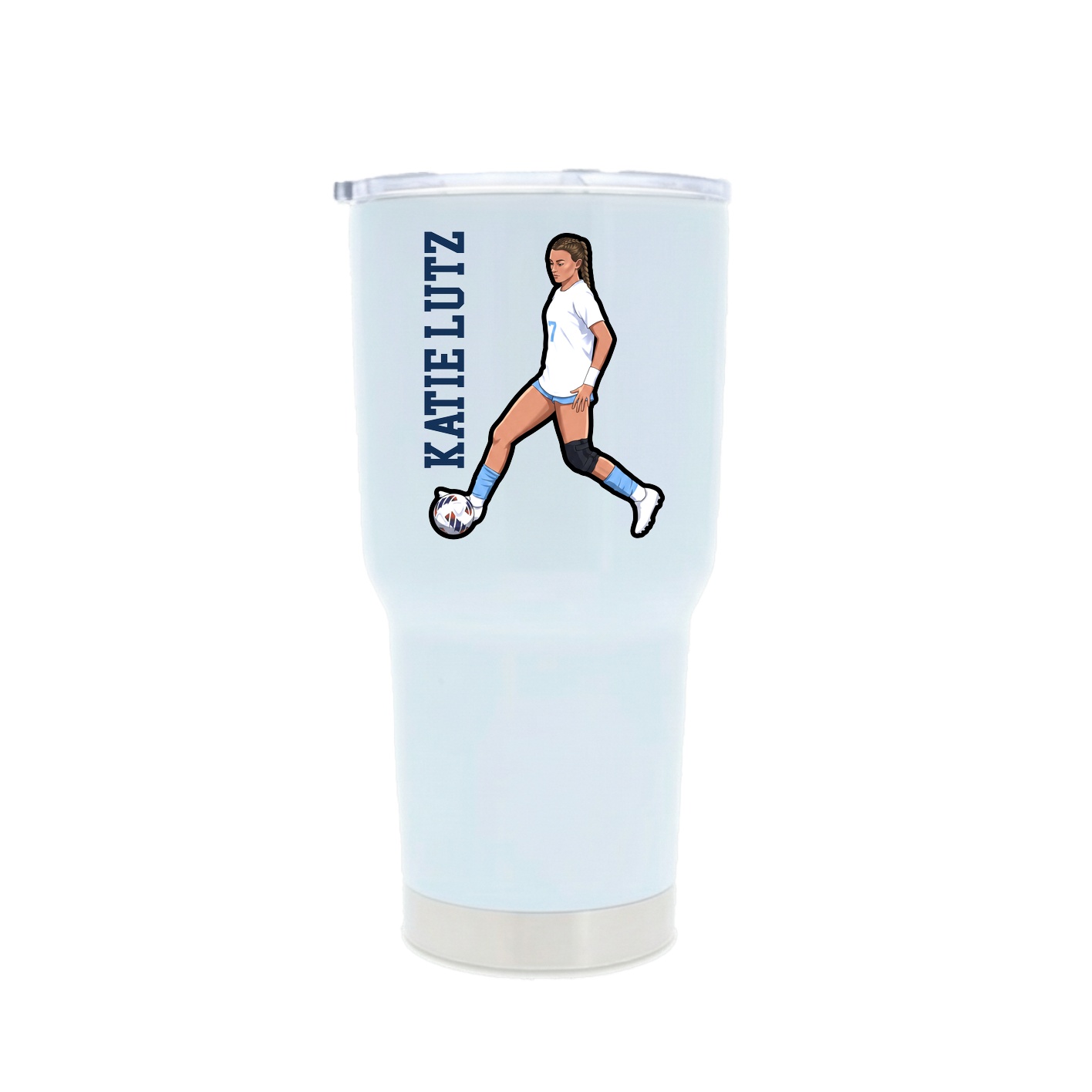 30oz Stainless Steel Tumbler — Name Vertical in White