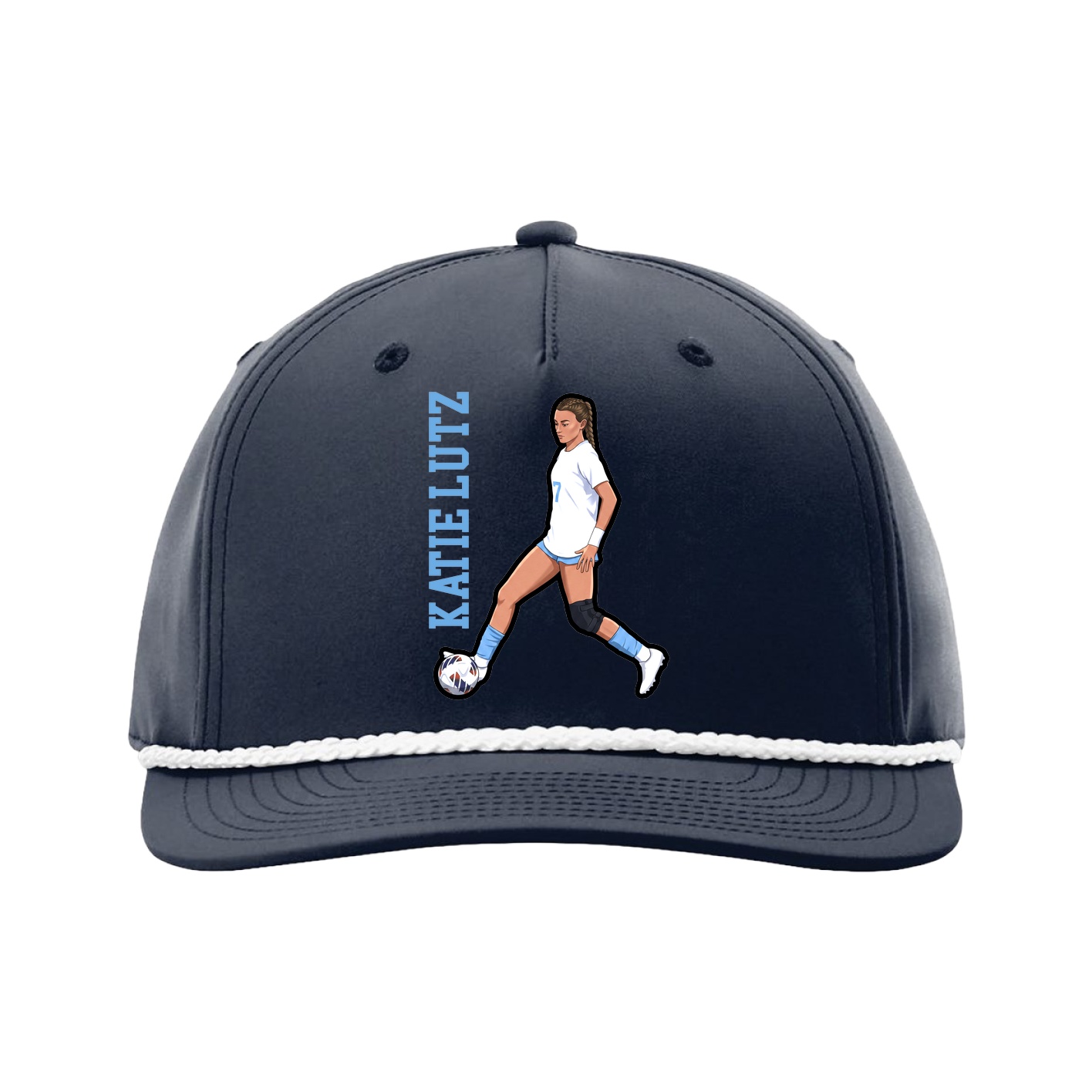 Five-Panel Classic Rope Cap — Name Vertical in Navy