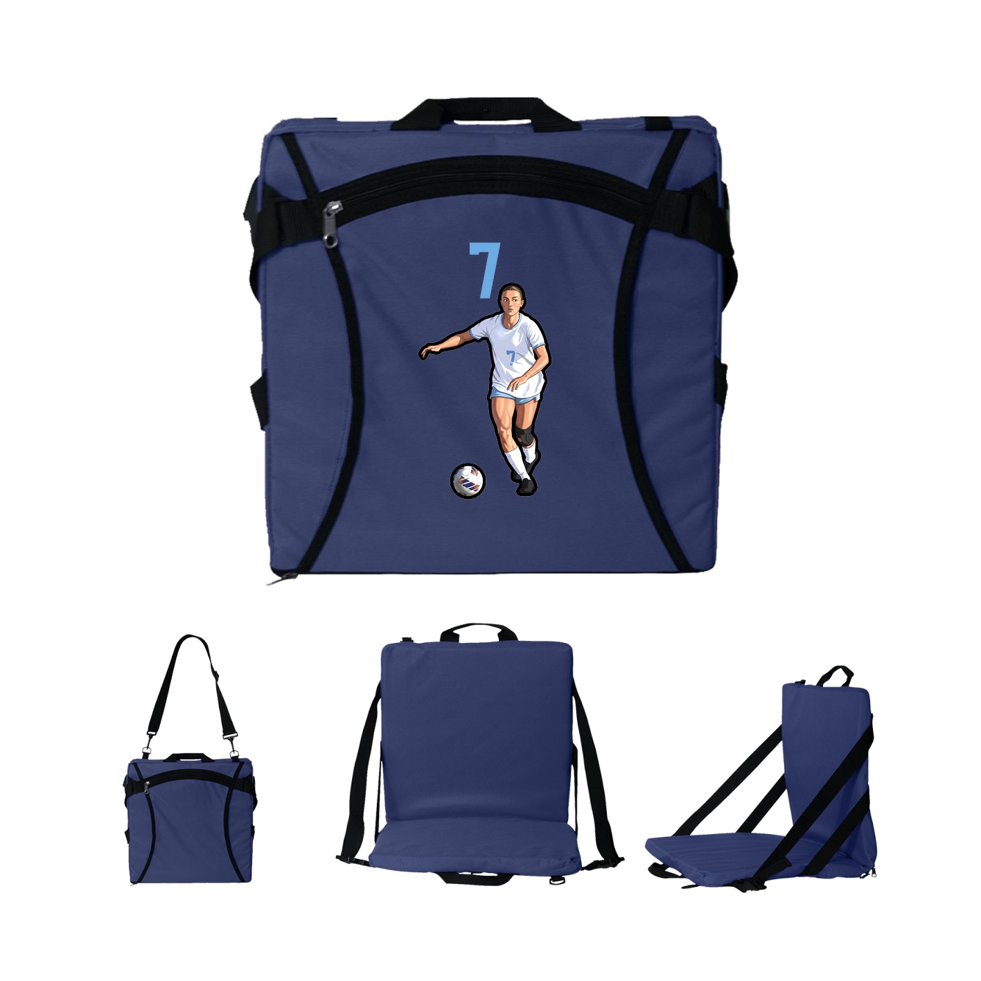Folding Stadium Seat — Number Top in Navy