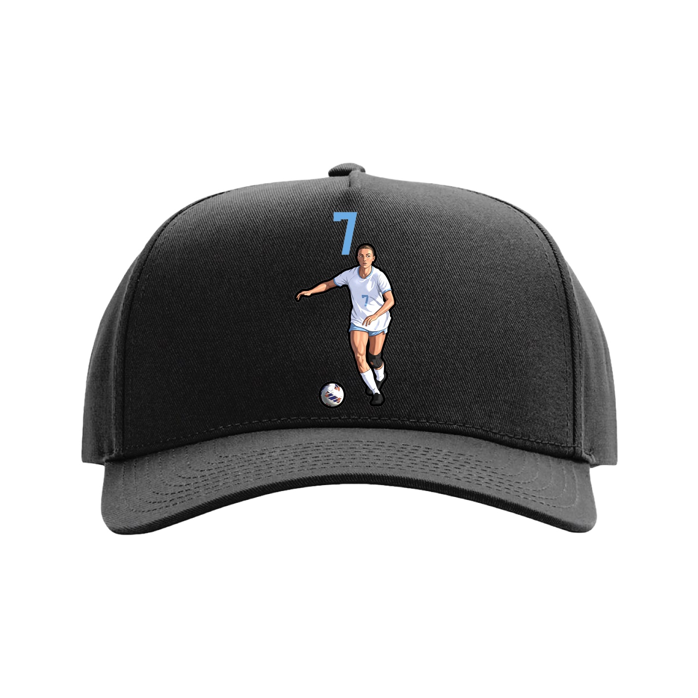Full Fabric Five-Panel Champ Cap — Number Top in Black