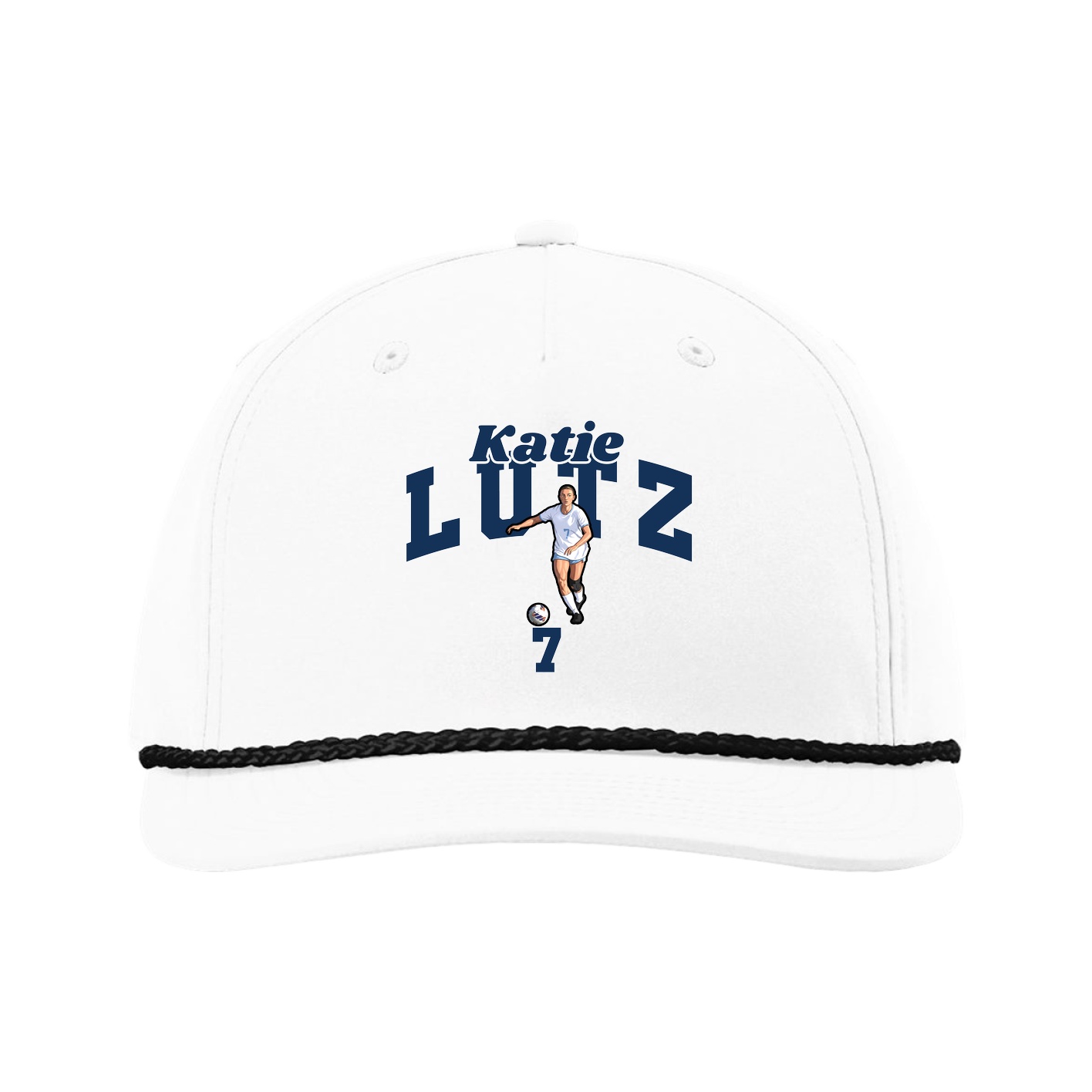 Five-Panel Classic Rope Cap — Signature Arch in White