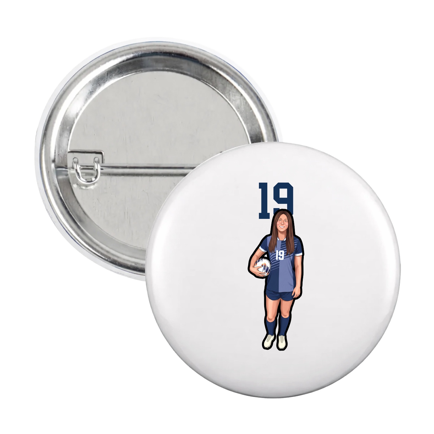 Game Day Button — Number Top in White
