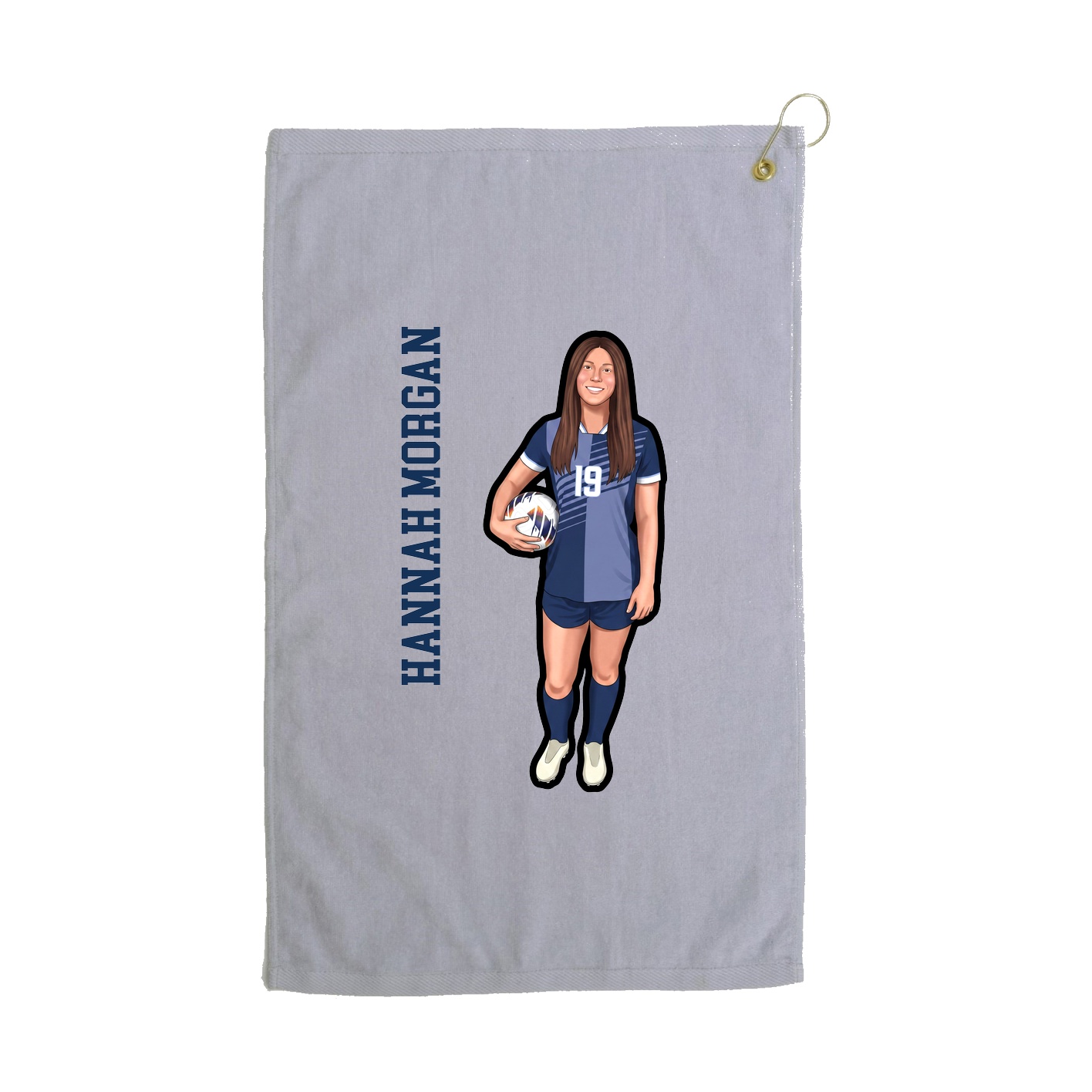 Golf Towel — Name Vertical in Grey