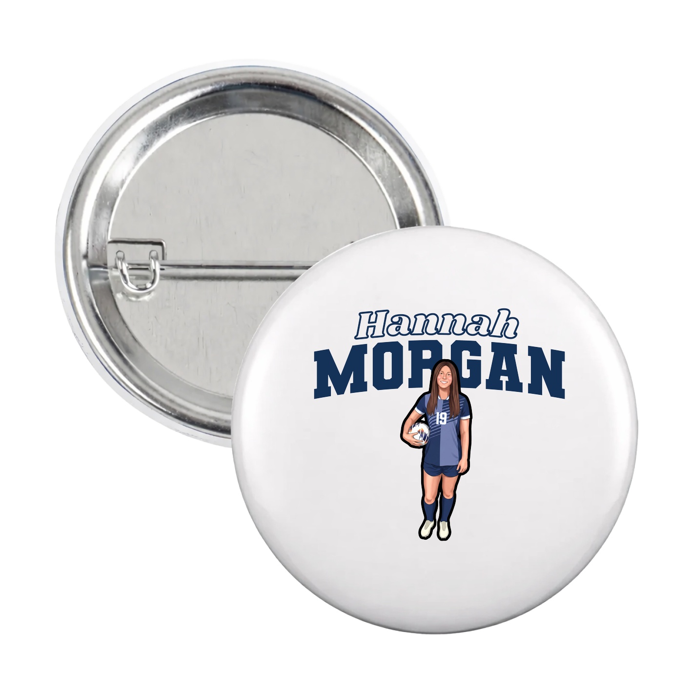 Game Day Button — Name Arch in White