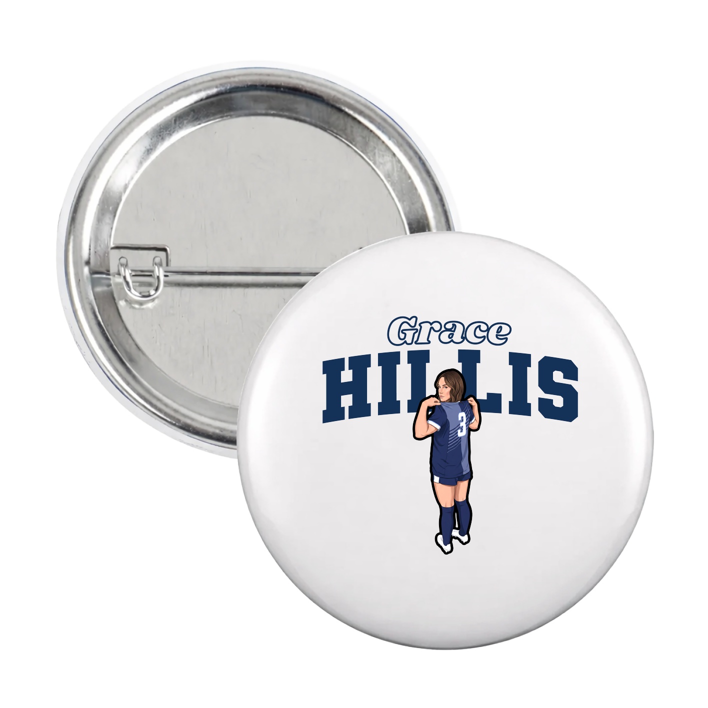 Game Day Button — Name Arch in White