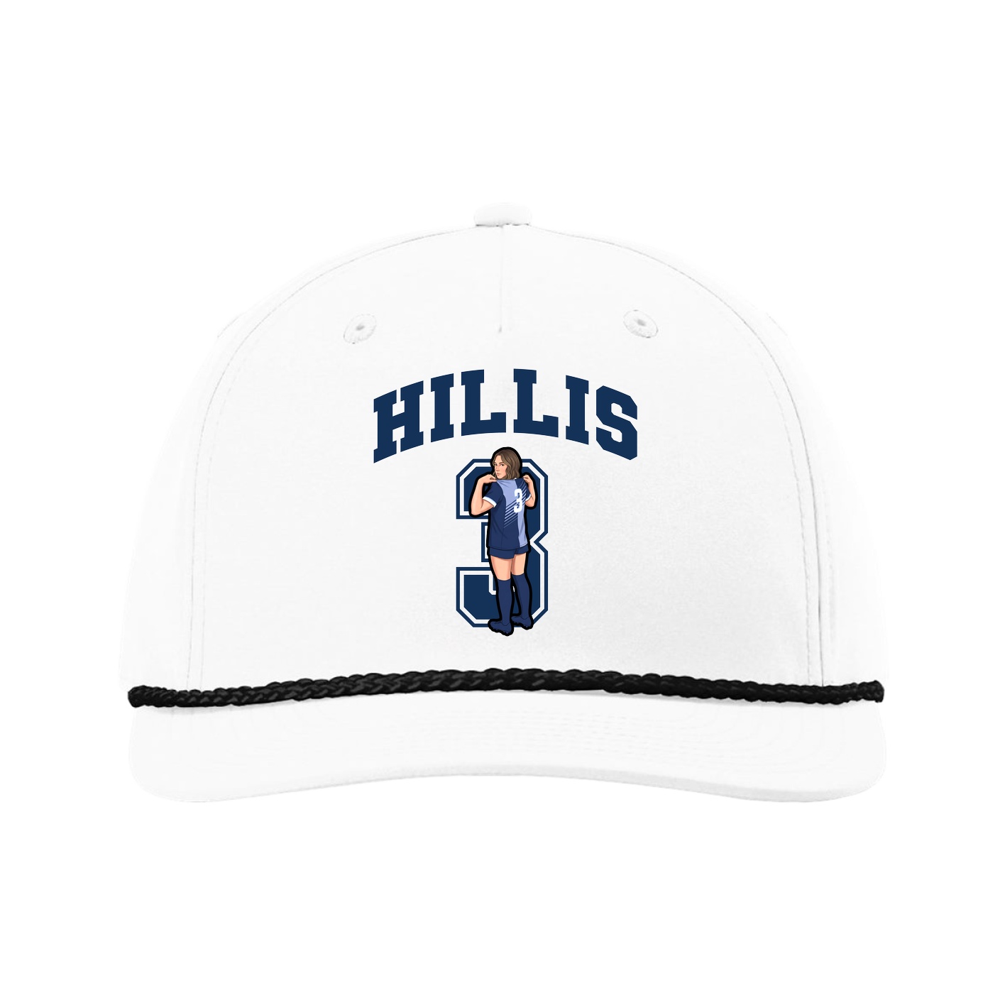 Five-Panel Classic Rope Cap — Number in White