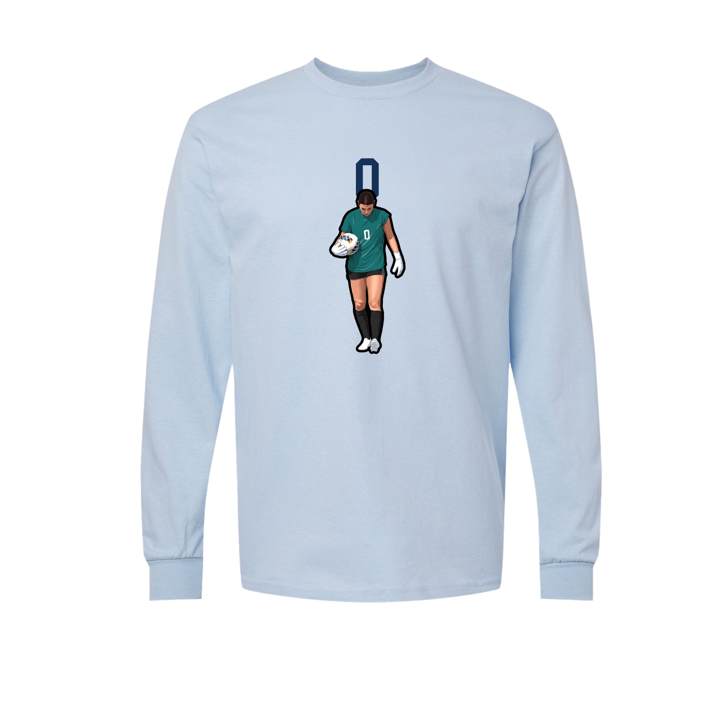 Long Sleeve Tee — Number Top in Light Blue