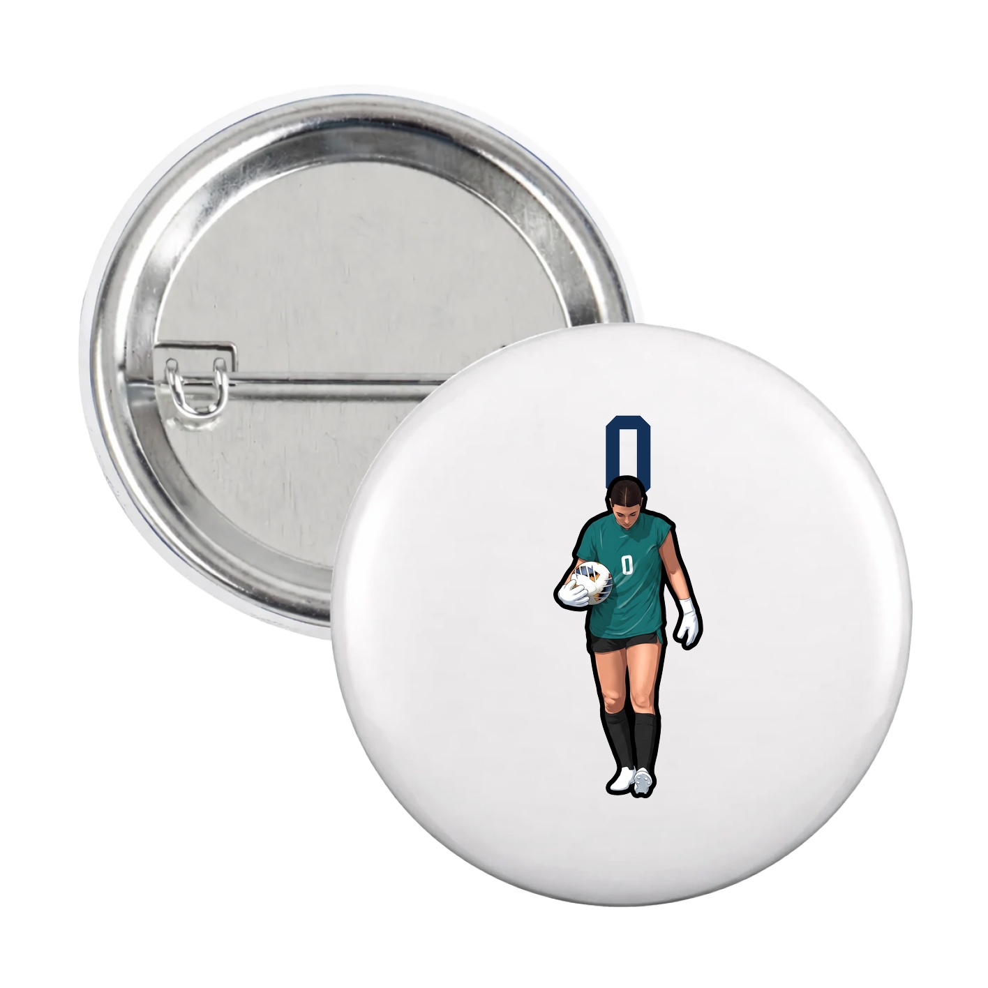 Game Day Button — Number Top in White