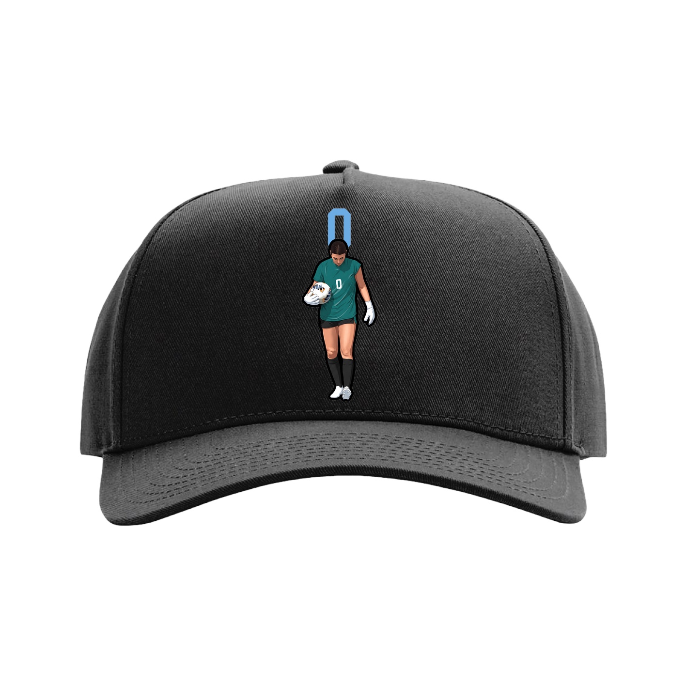 Full Fabric Five-Panel Champ Cap — Number Top in Black