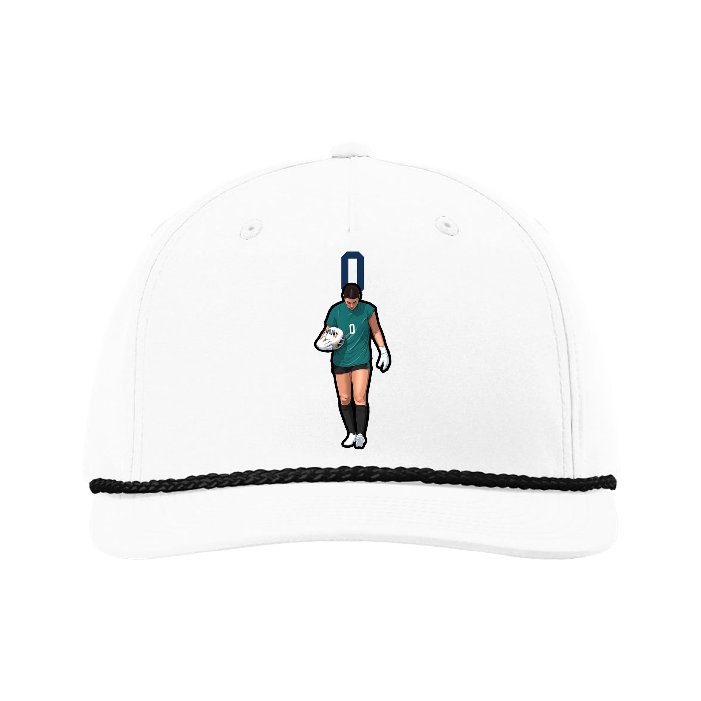 Five-Panel Classic Rope Cap — Number Top in White