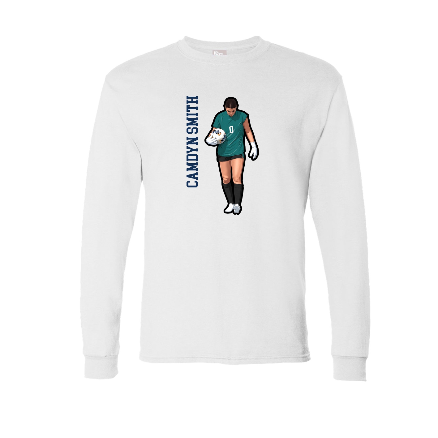 Long Sleeve Tee — Name Vertical in White
