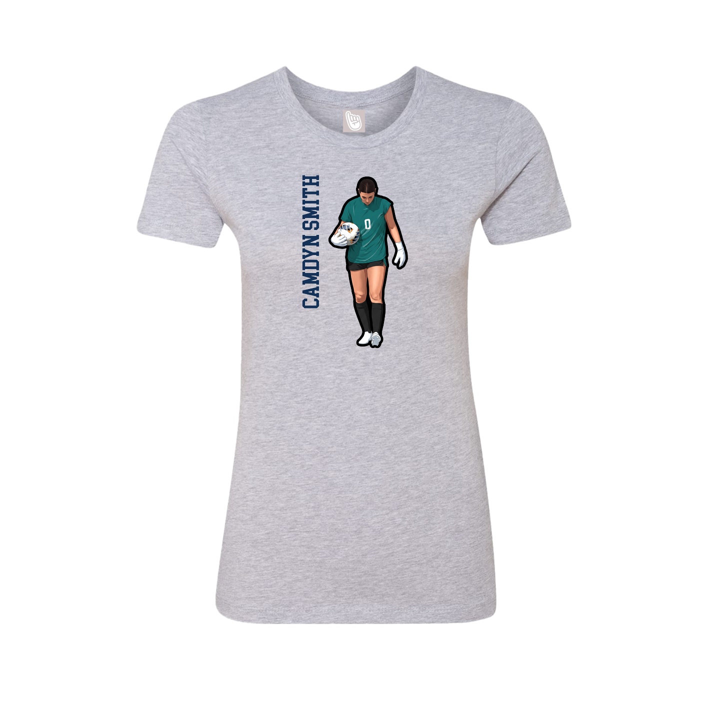 Fitted Women's Tee — Name Vertical in Grey