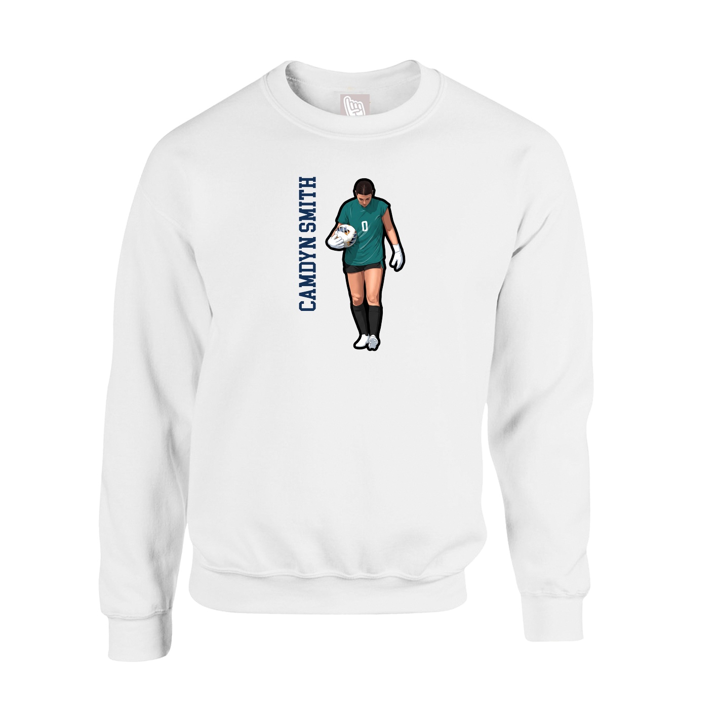 Fleece Crew — Name Vertical in White