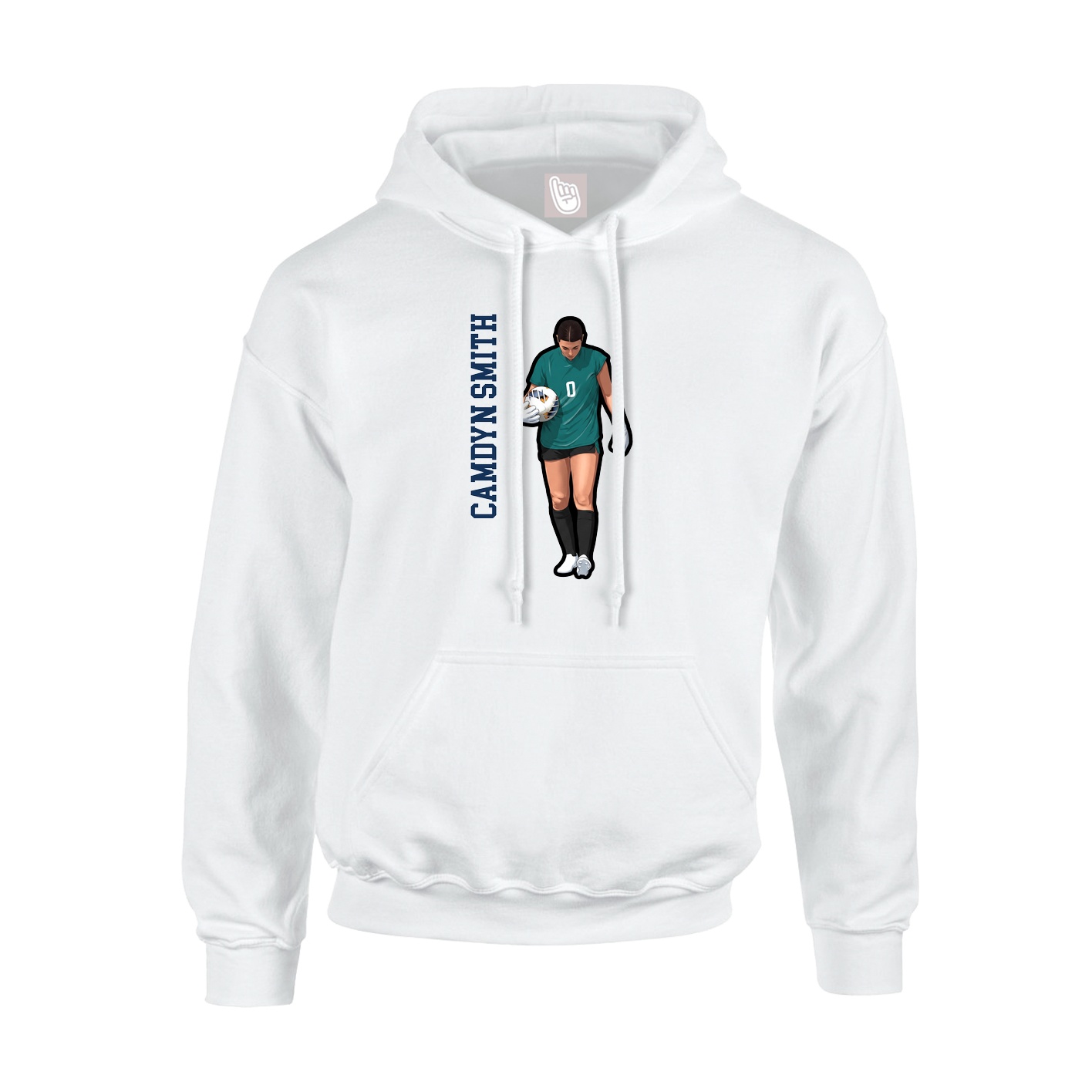 Youth Hoodie — Name Vertical in White