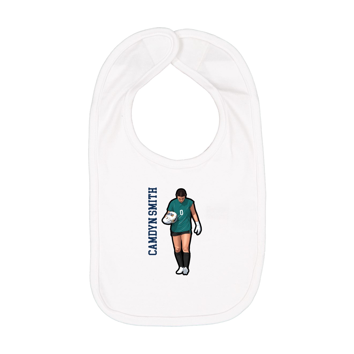 Infant Bib — Name Vertical in White