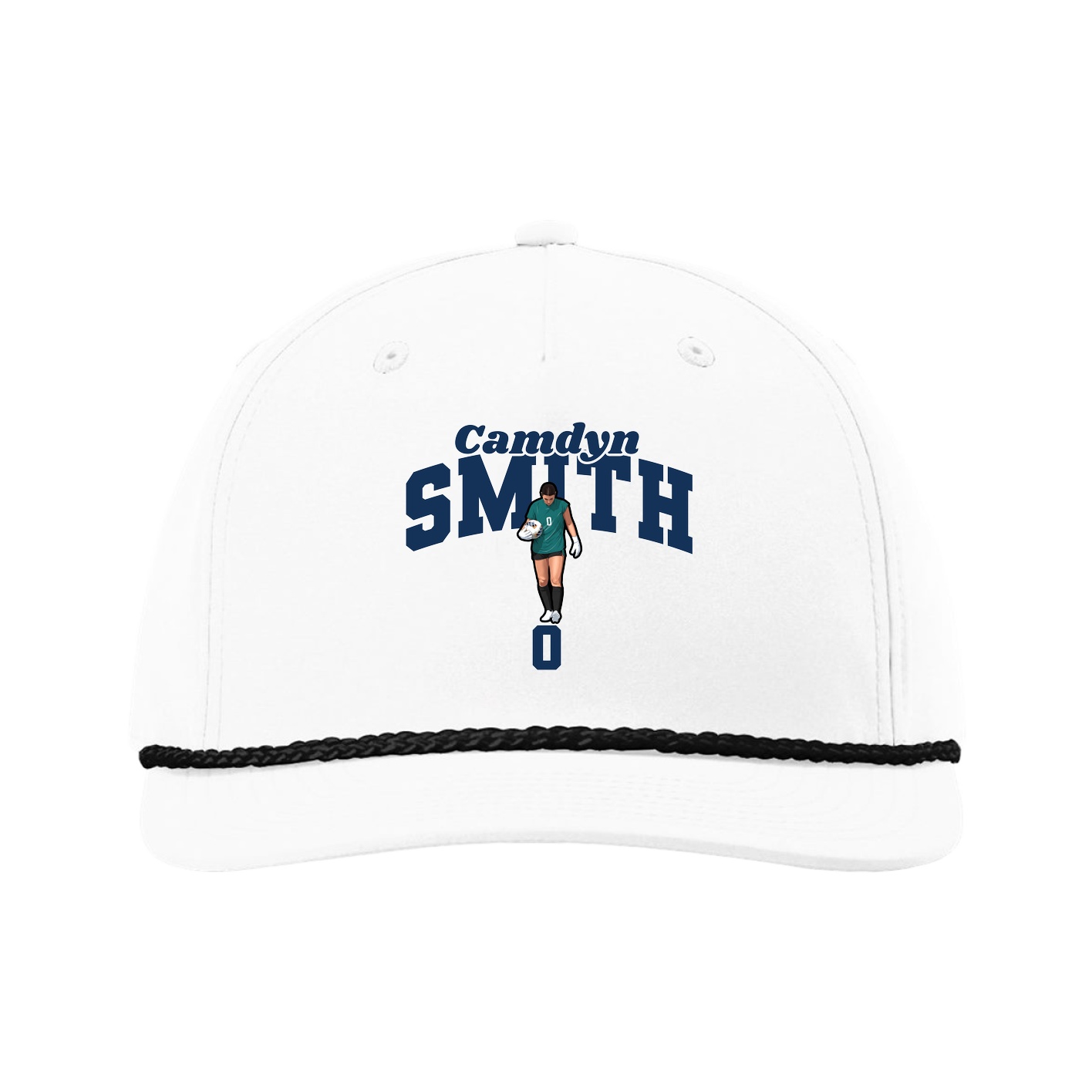 Five-Panel Classic Rope Cap — Signature Arch in White