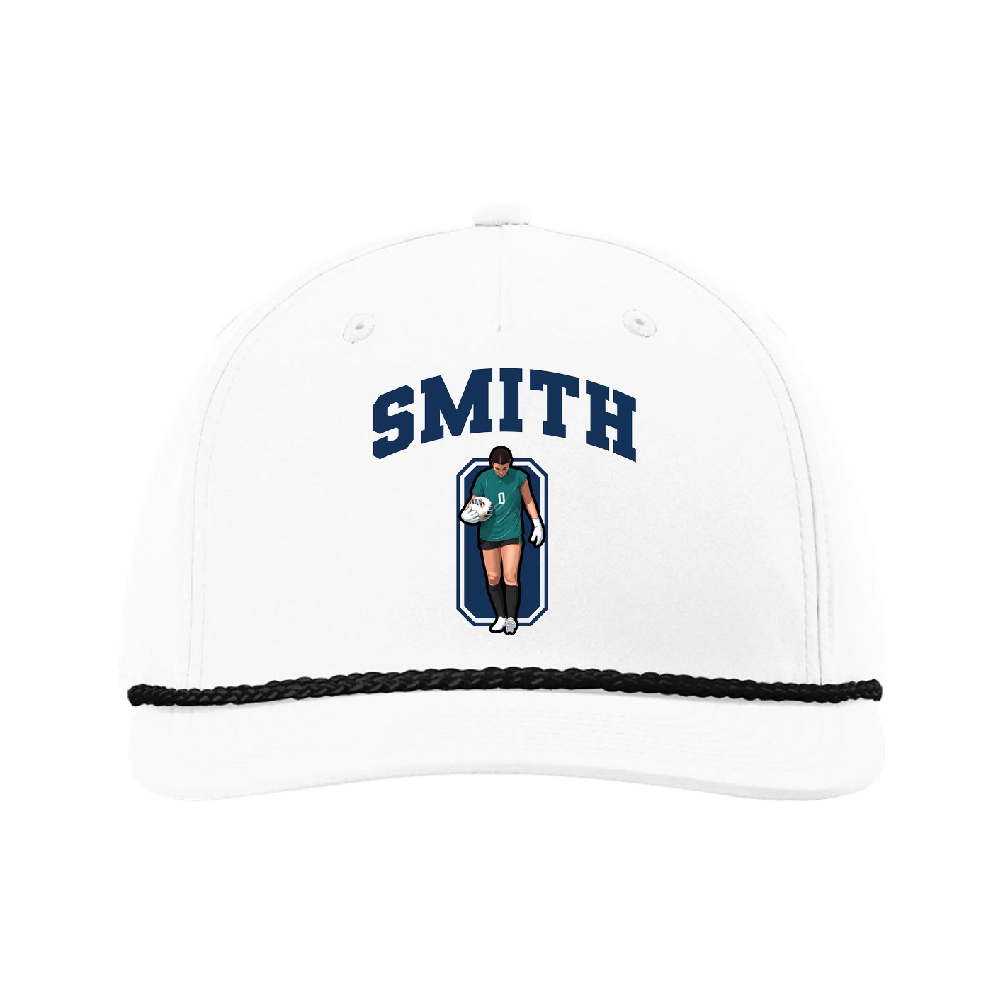 Five-Panel Classic Rope Cap — Number in White