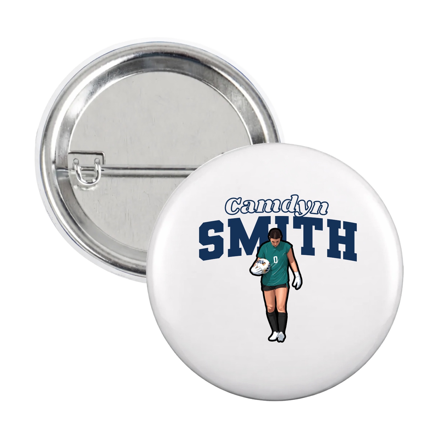 Game Day Button — Name Arch in White