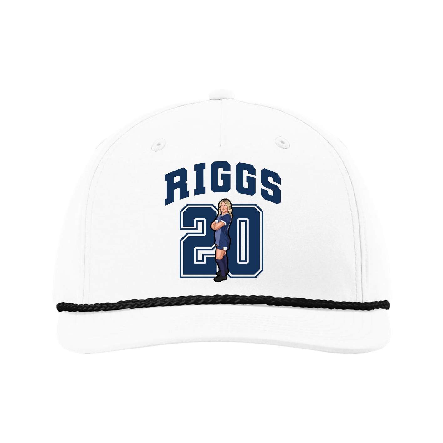 Five-Panel Classic Rope Cap — Number in White