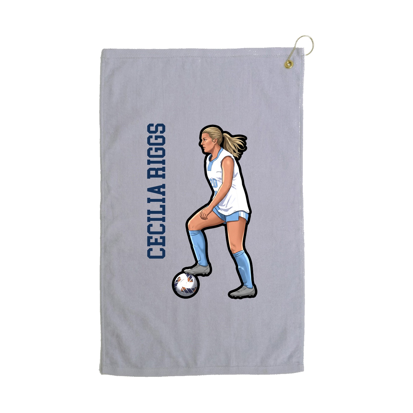 Golf Towel — Name Vertical in Grey