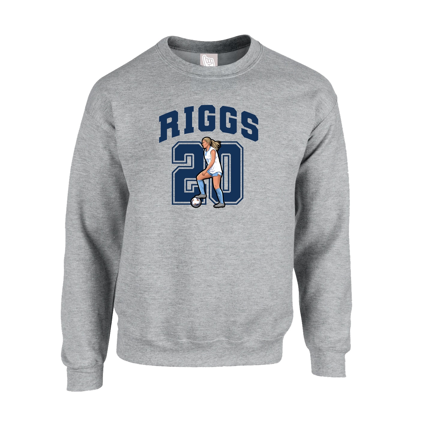 Fleece Crew — Number in Grey