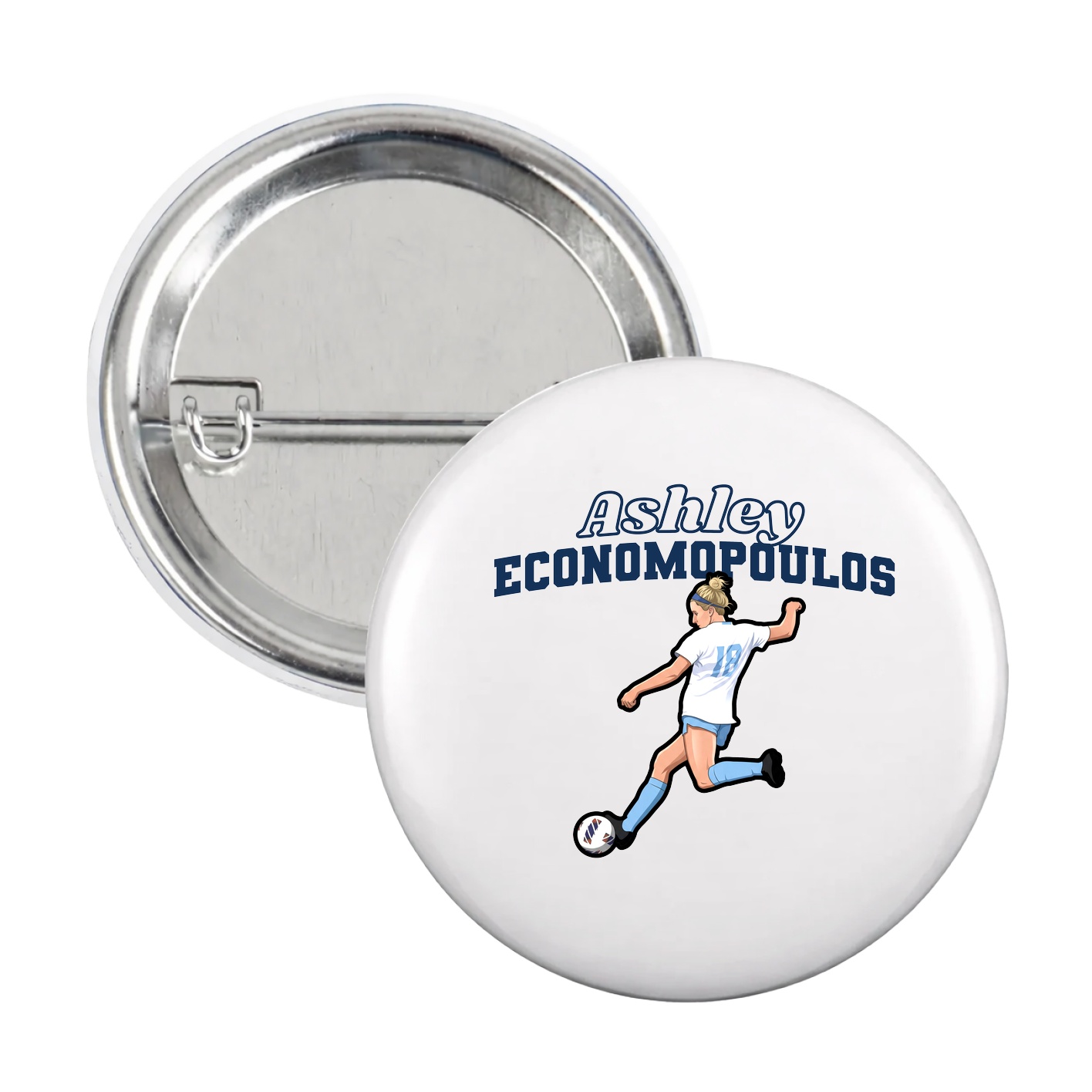 Game Day Button — Name Arch in White