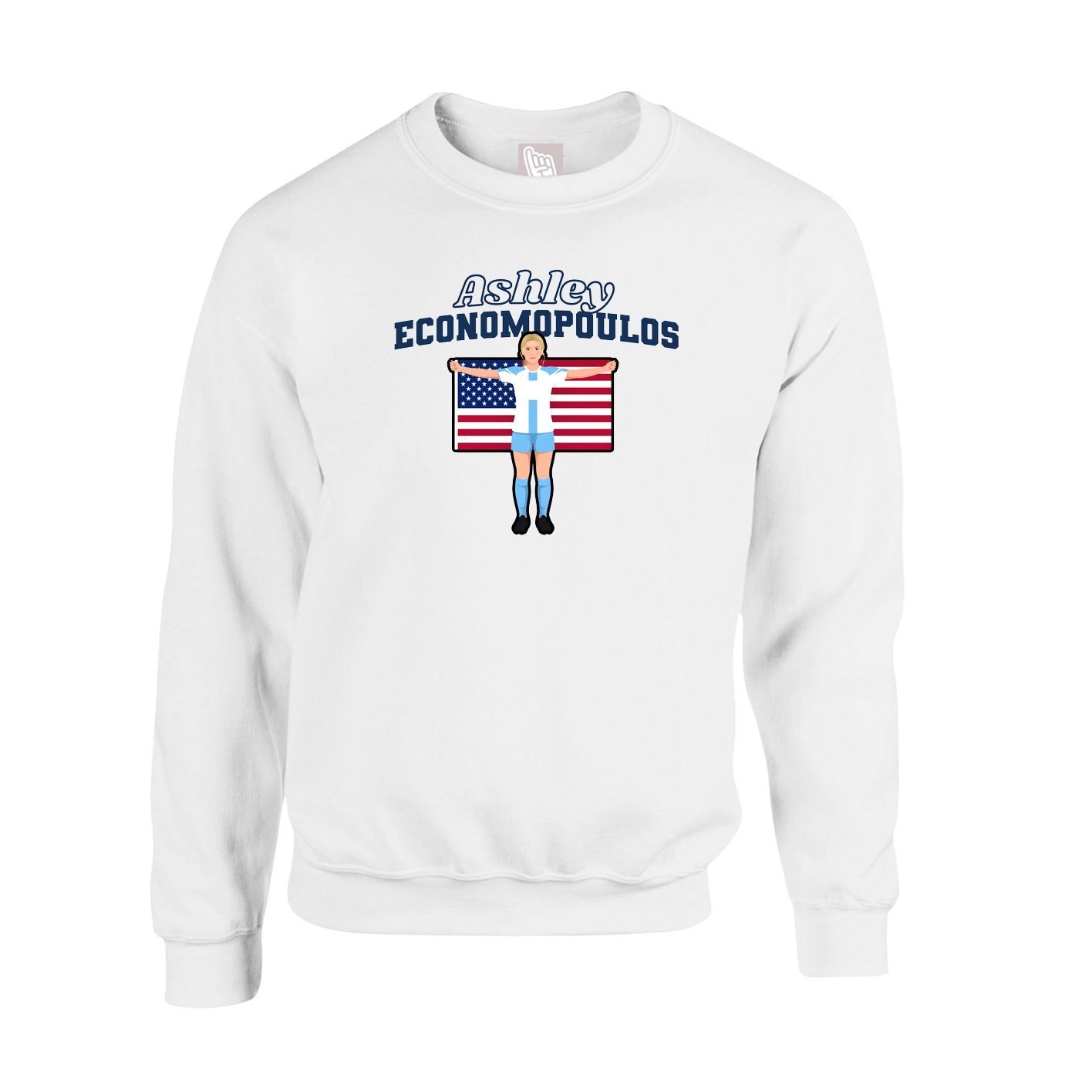 Fleece Crew — Name Arch in White
