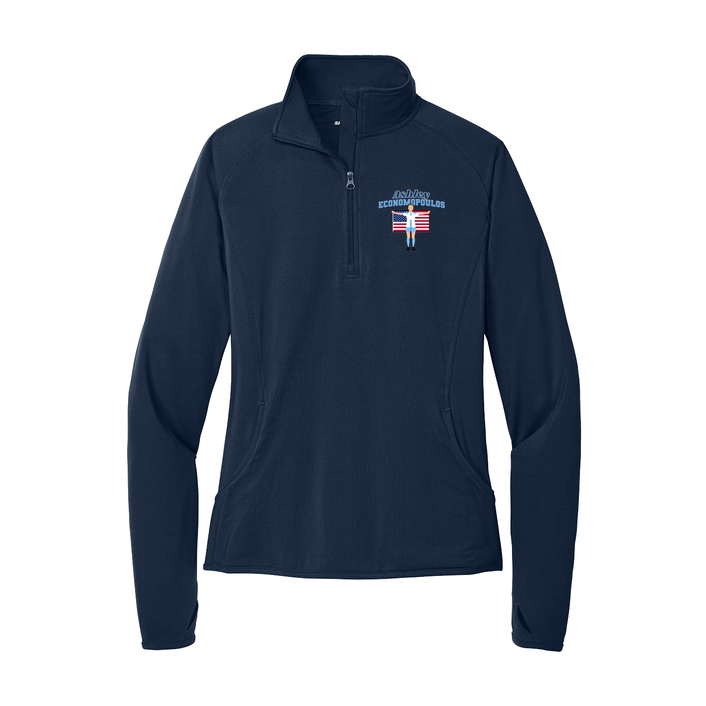Women's Q-Zip Pullover — Name Arch in Navy