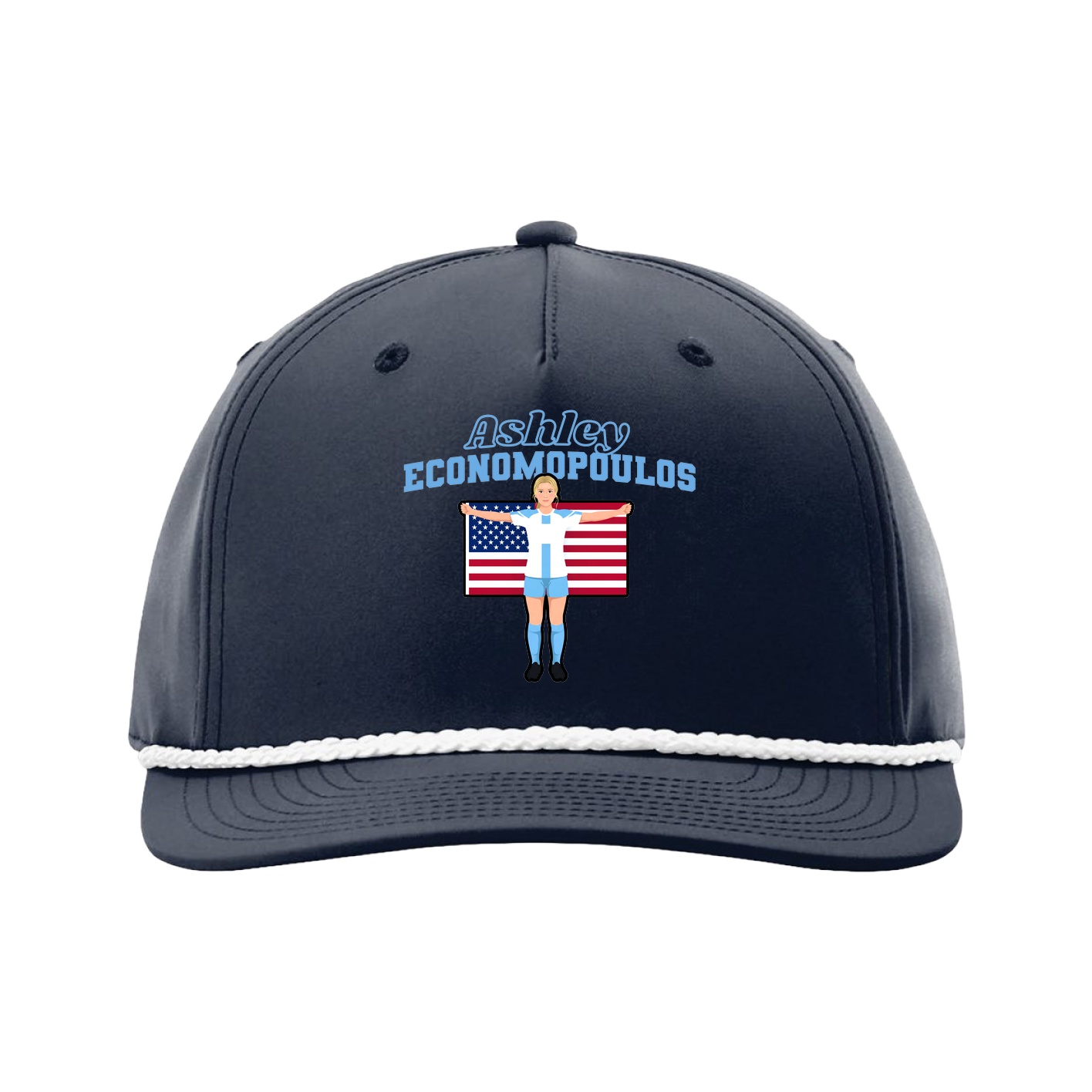 Five-Panel Classic Rope Cap — Name Arch in Navy