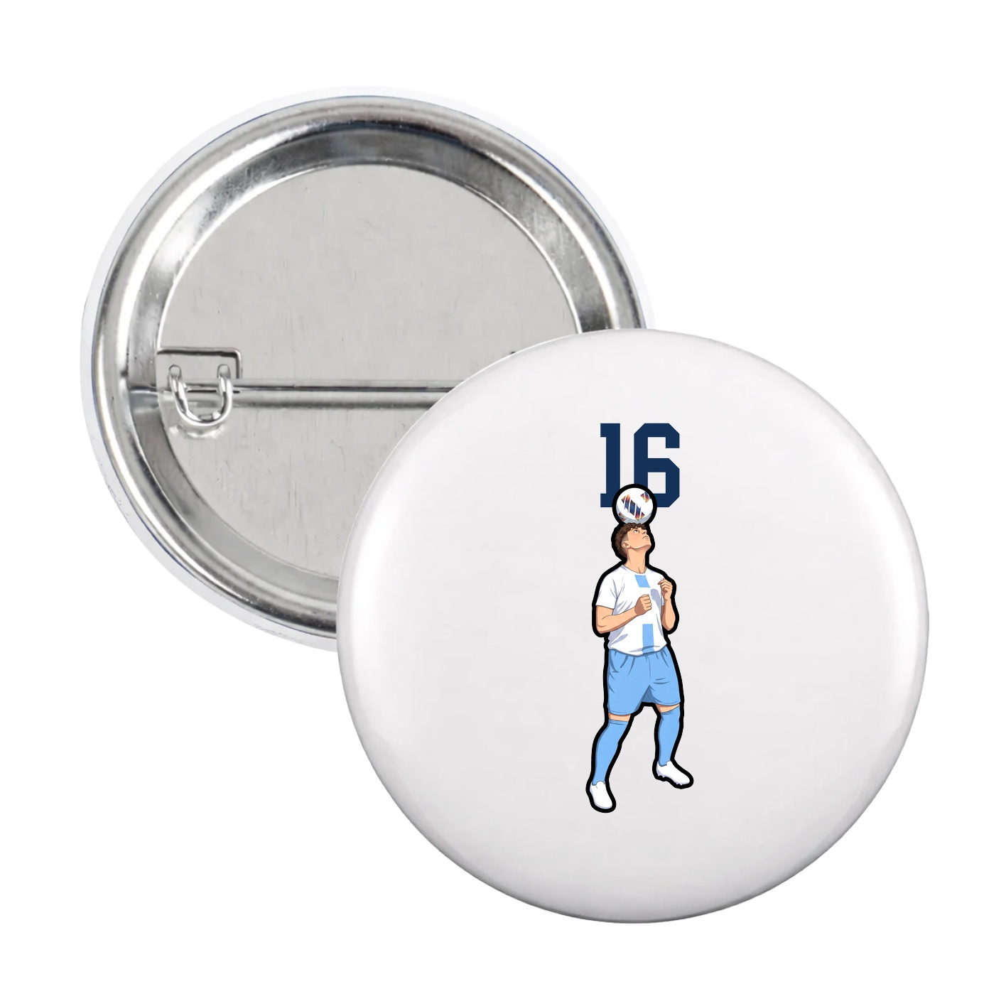 Game Day Button — Number Top in White