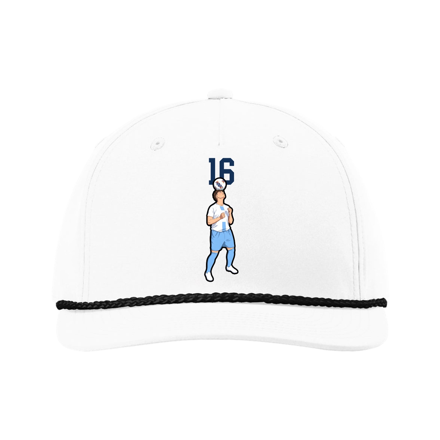 Five-Panel Classic Rope Cap — Number Top in White