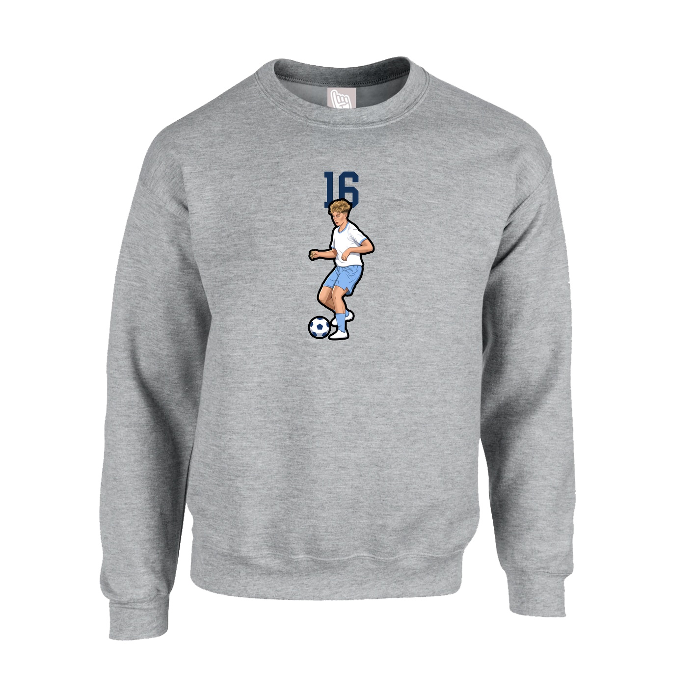 Fleece Crew — Number Top in Grey