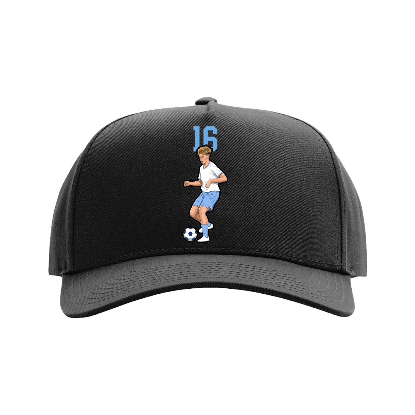Full Fabric Five-Panel Champ Cap — Number Top in Black