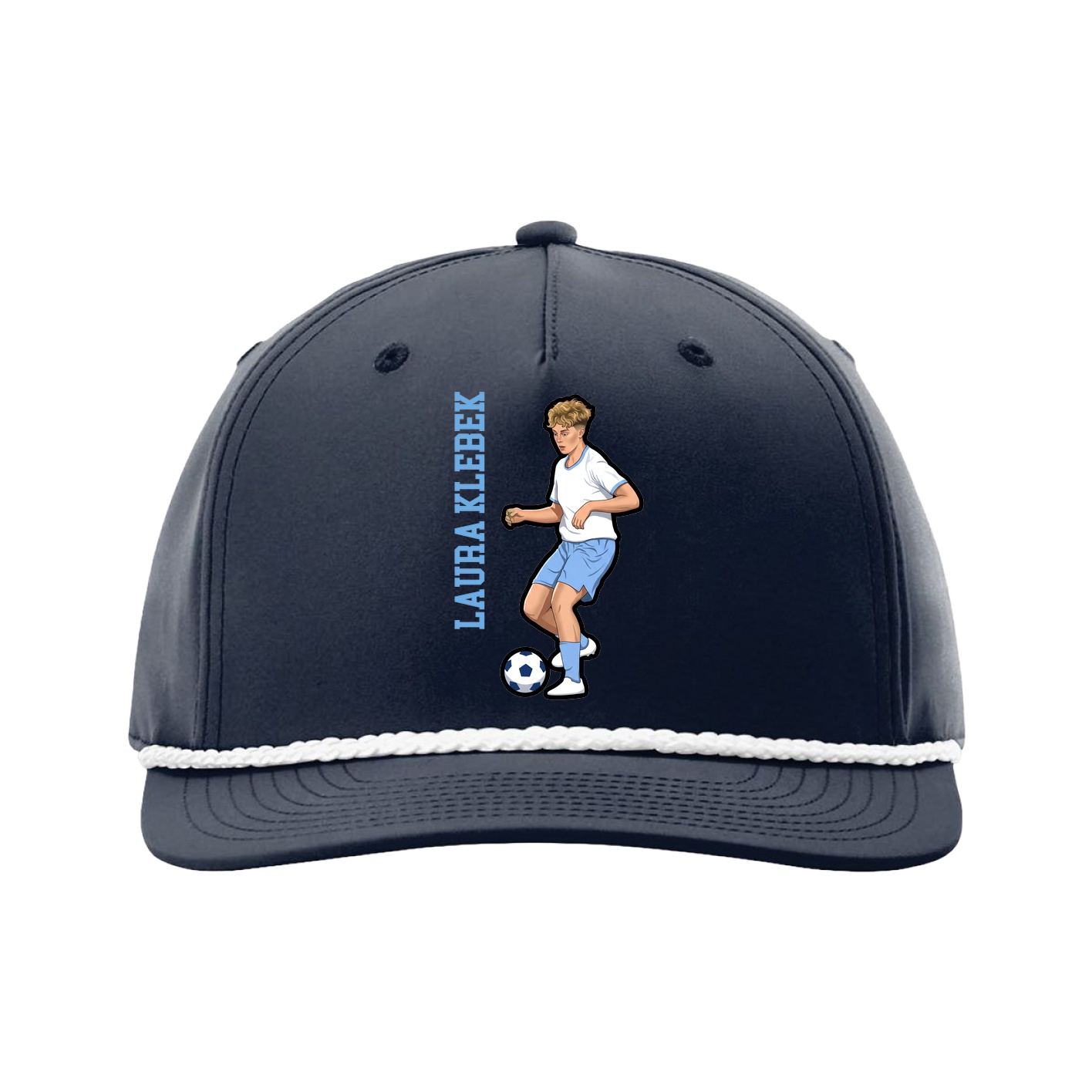 Five-Panel Classic Rope Cap — Name Vertical in Navy
