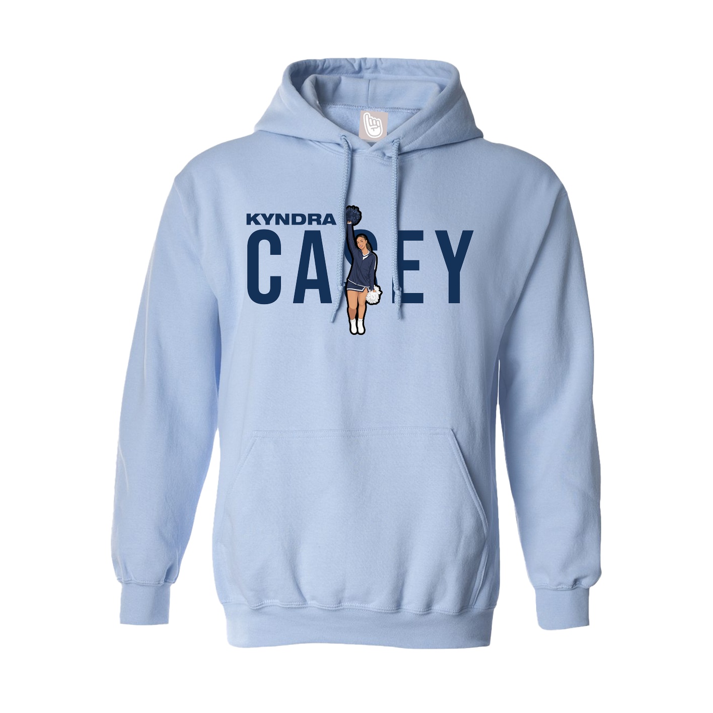 Hoodie — Player Name in Light Blue