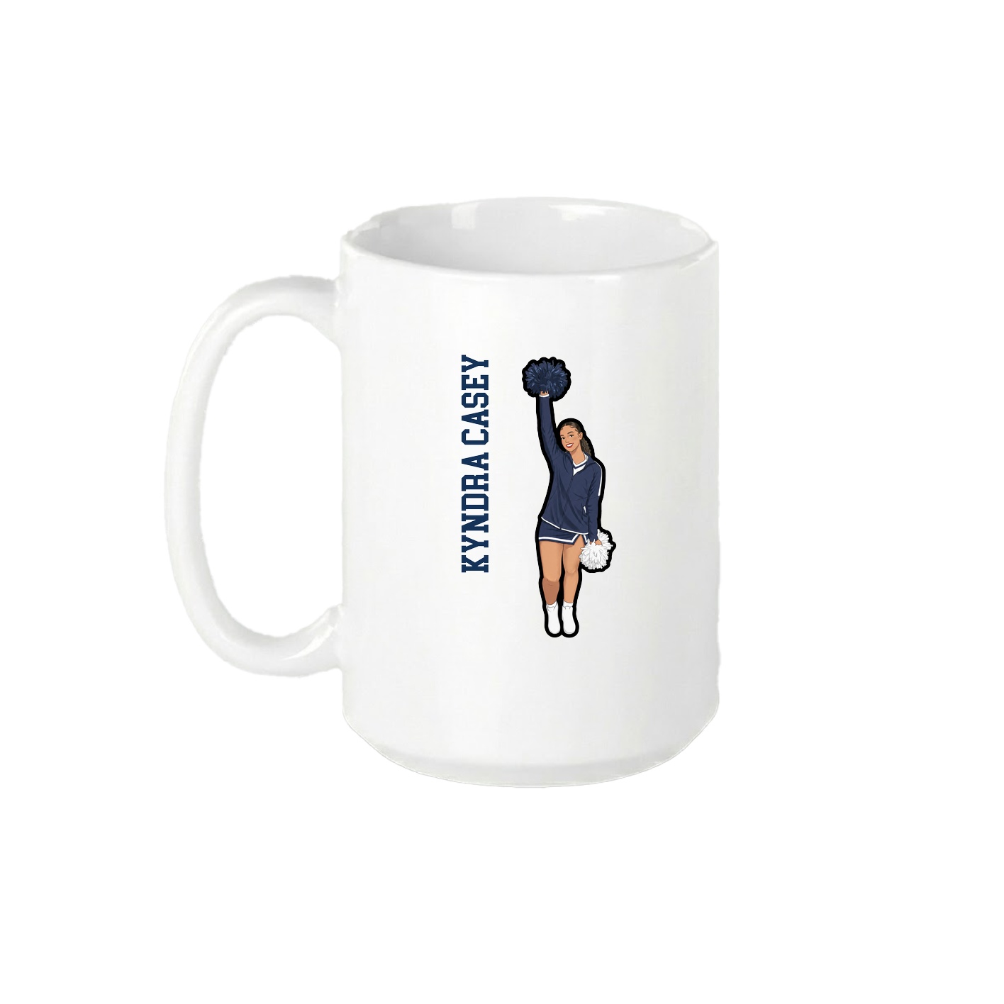 15oz Coffee Mug — Name Vertical in White