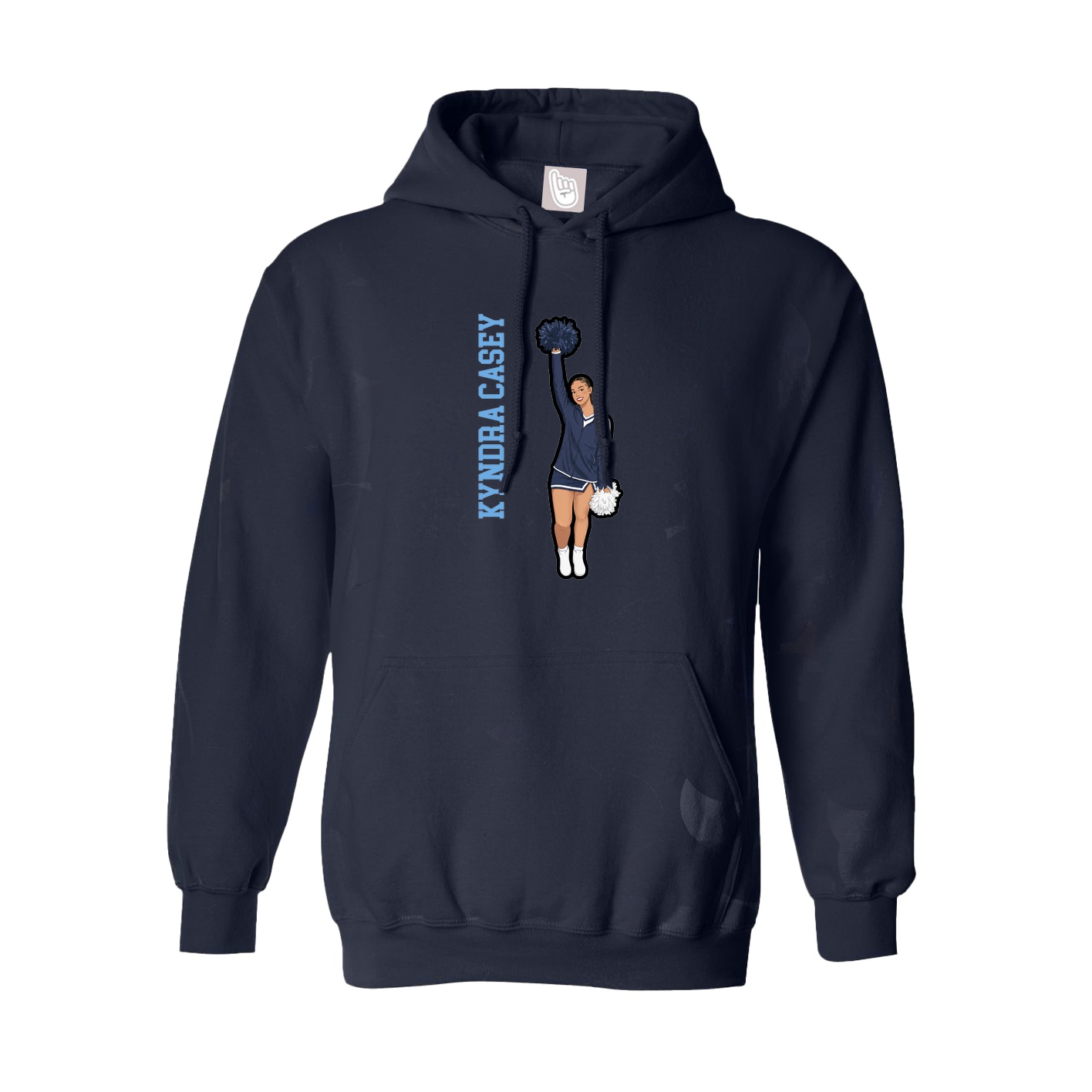 Hoodie — Name Vertical in Navy