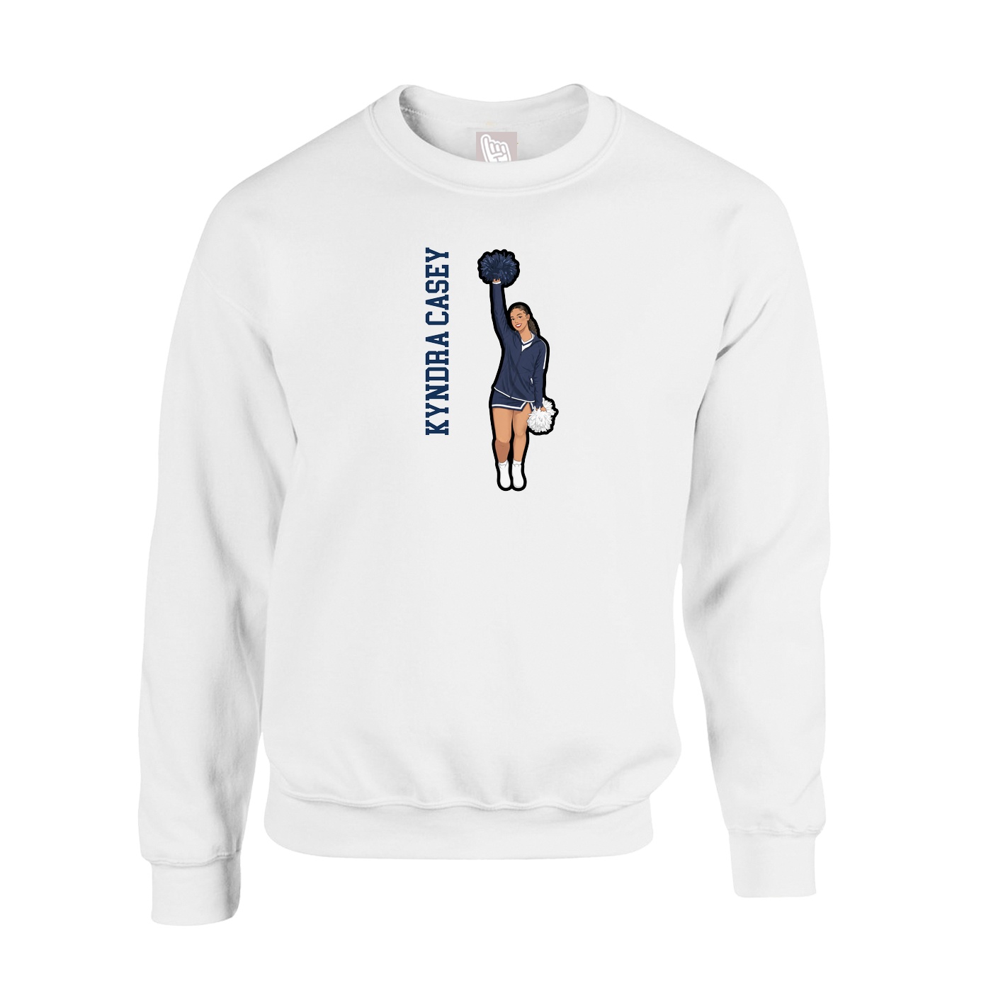 Fleece Crew — Name Vertical in White